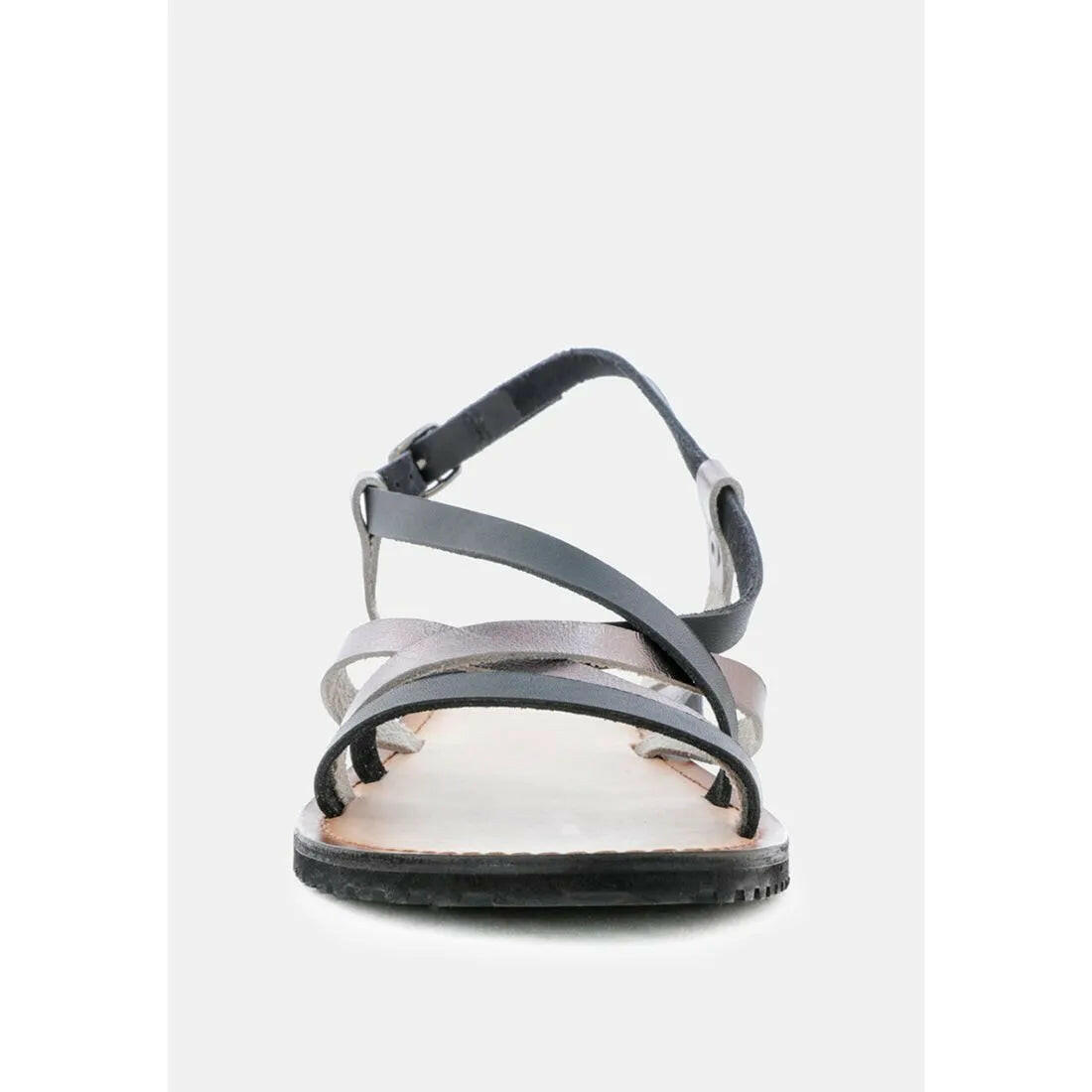 June Strappy Flat Leather Sandals.