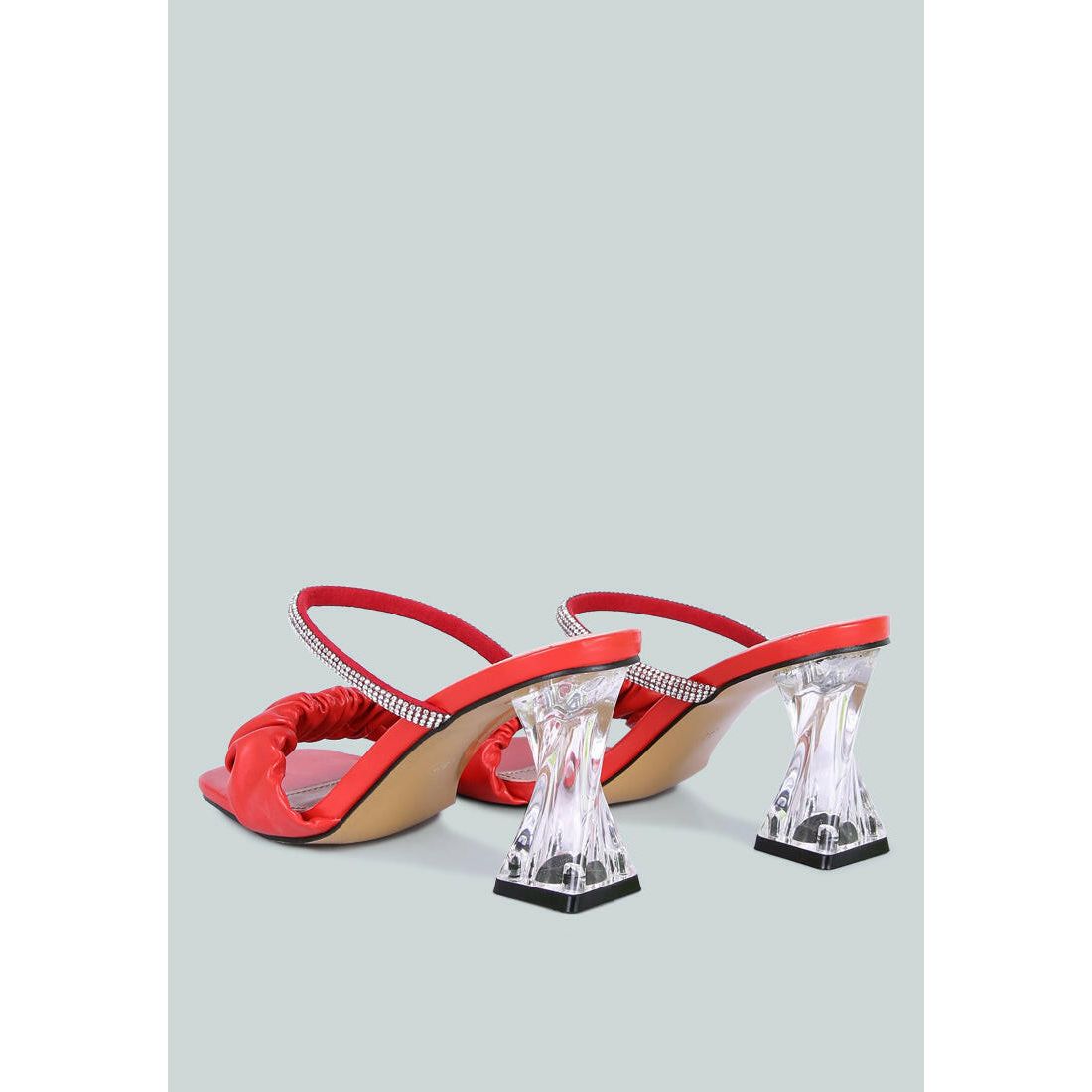 Date Look Clear Heel Rhinestone Sandals.