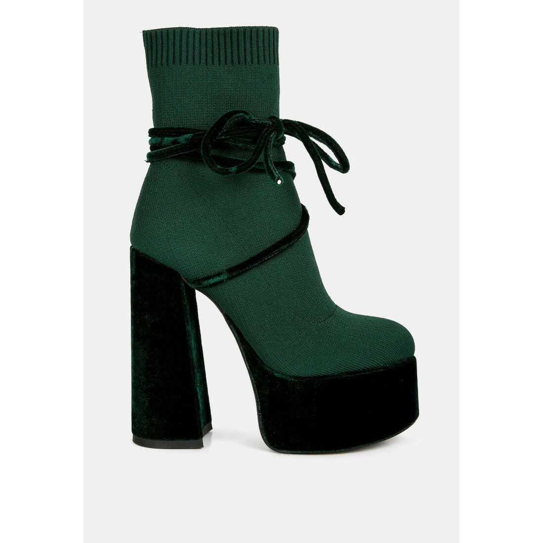 After Pay High Heel Velvet Knitted Boot.