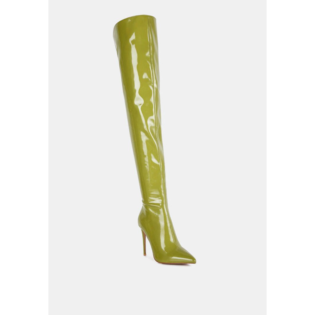 Eclectic Patent Pu Long Stiletto Boots.