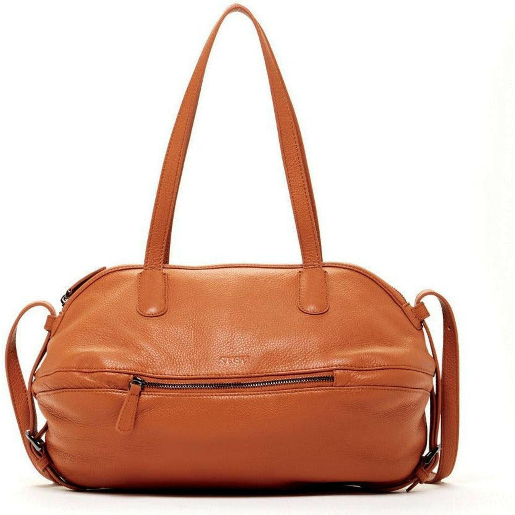 Catherine Leather Satchel Bag in Brown.