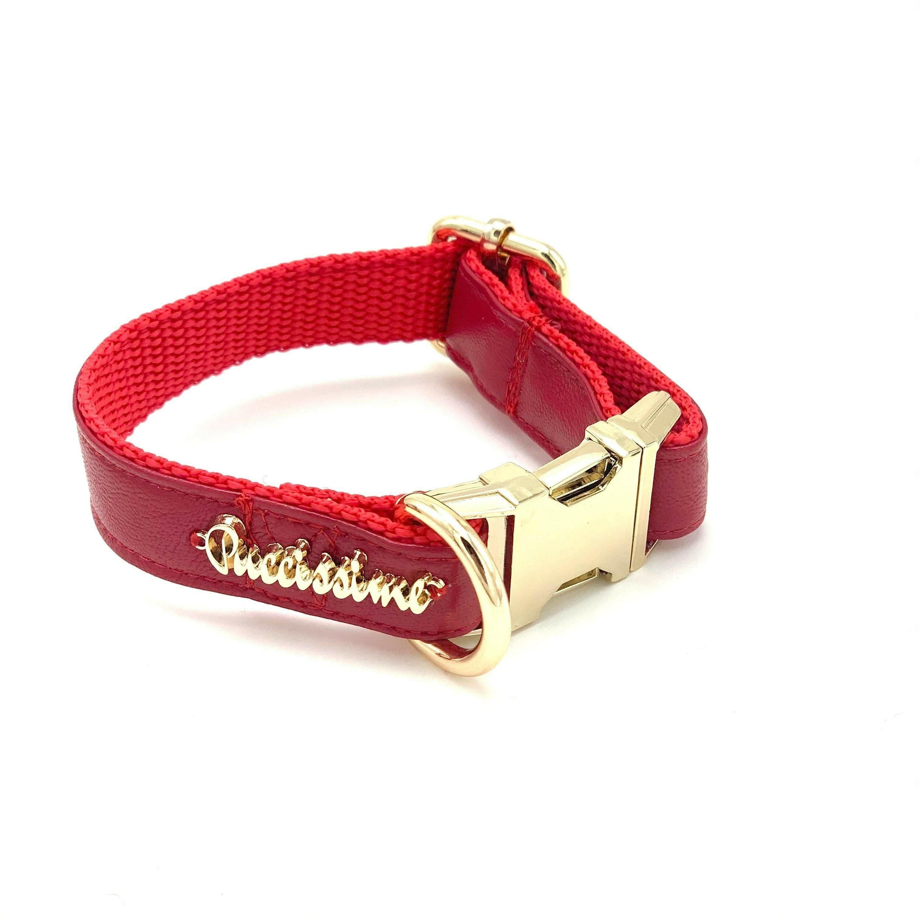 Cherry Red Leather Collar.