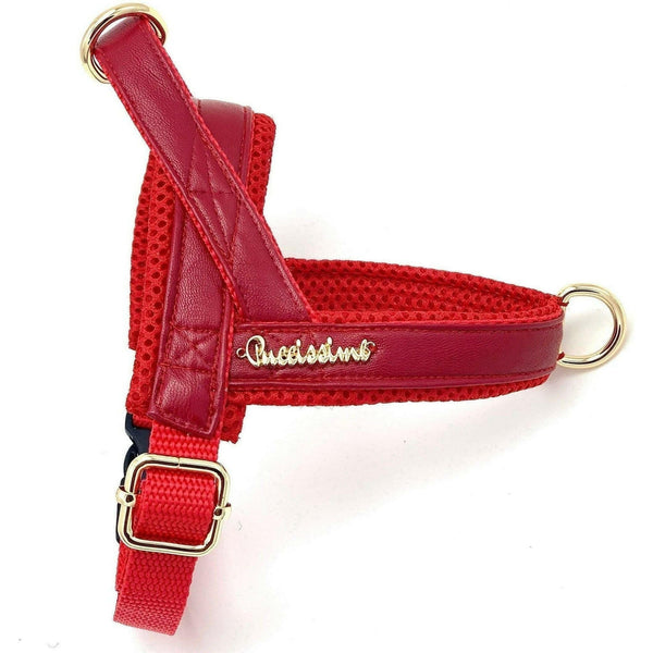 Cherry Red Leather One-Click Dog Harness