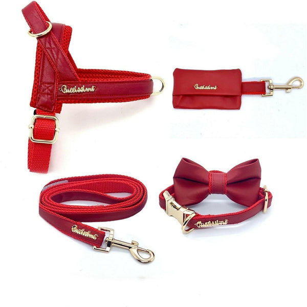 Cherry Red Leather One-Click Dog Harness