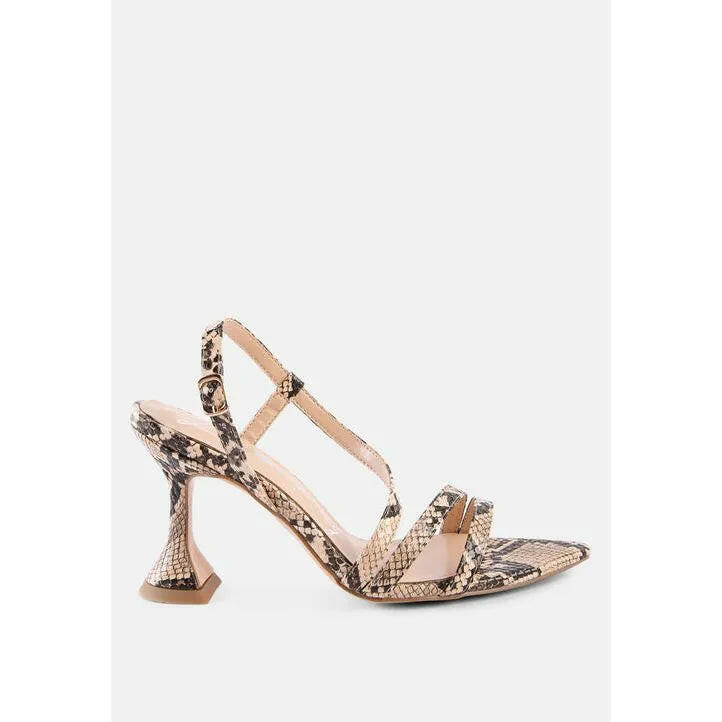 Cherry Tart Snake Print Spool Heel Sandals.