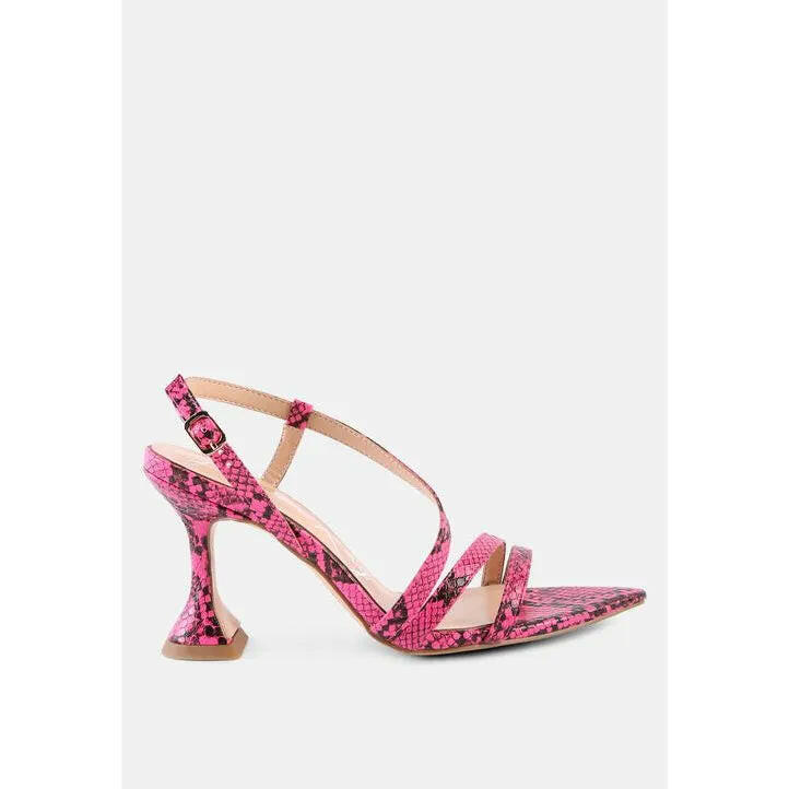 Cherry Tart Snake Print Spool Heel Sandals.