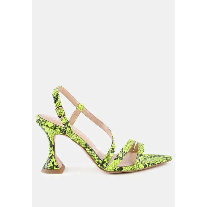 Cherry Tart Snake Print Spool Heel Sandals.