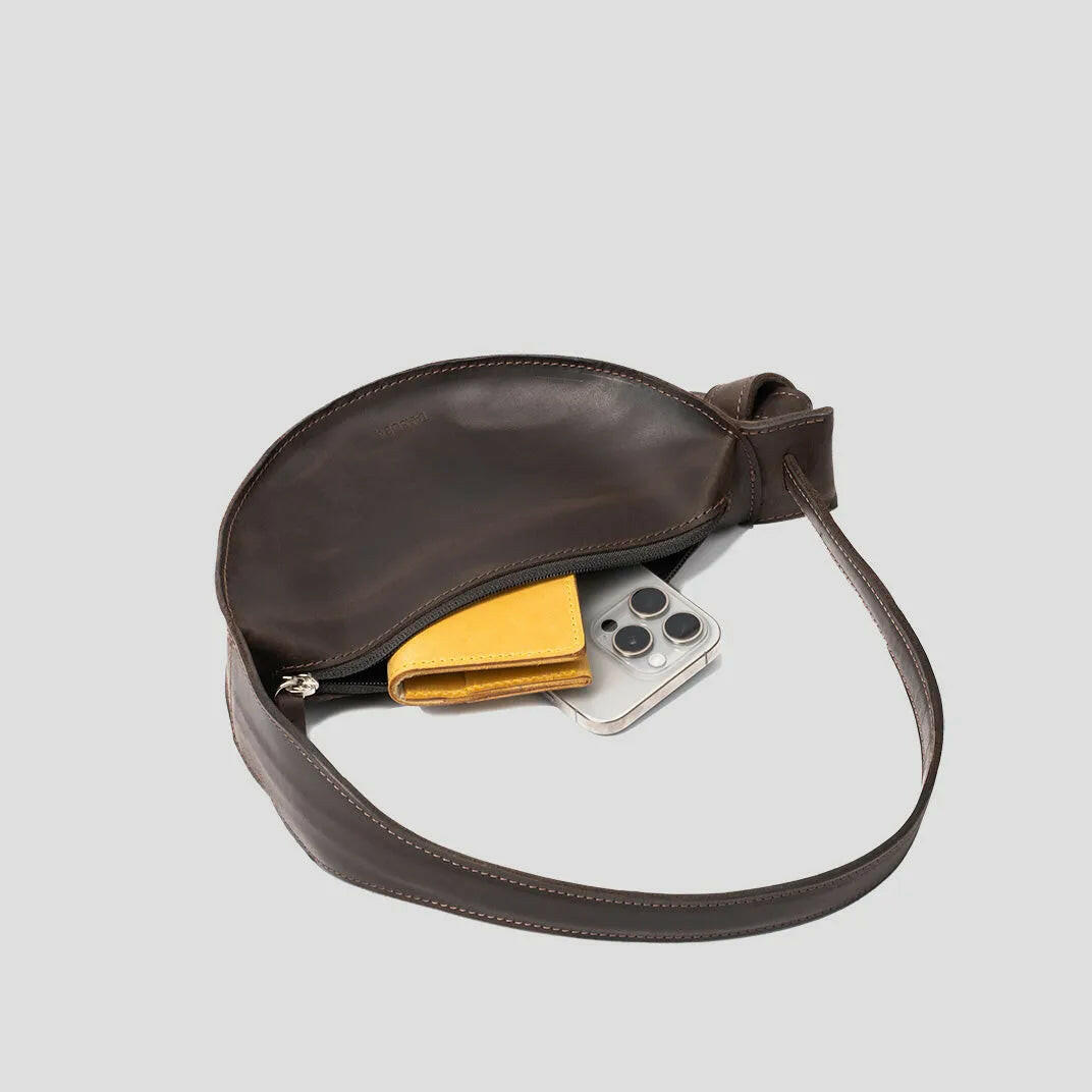 Shoulder Bag Crescent Dark Brown.