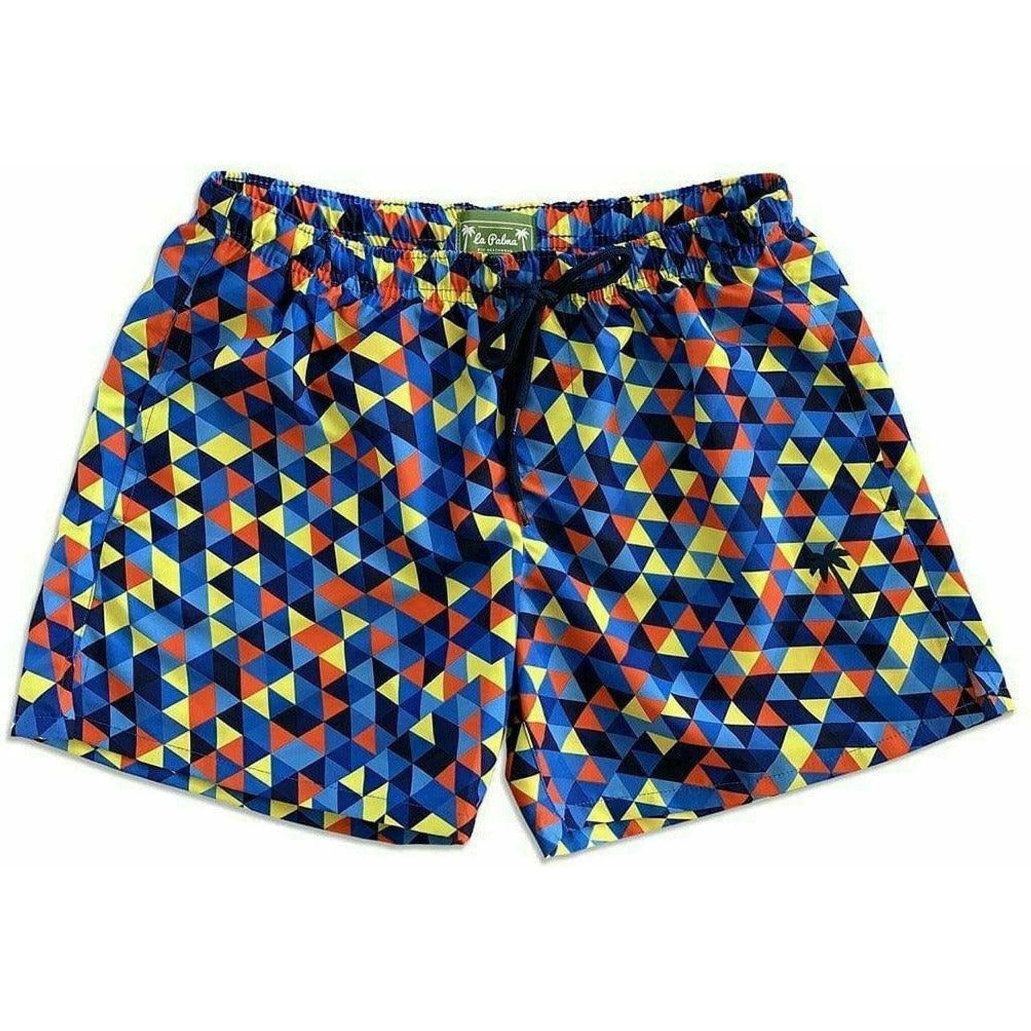 Classic Geometrical Swim Trunks - Blue.