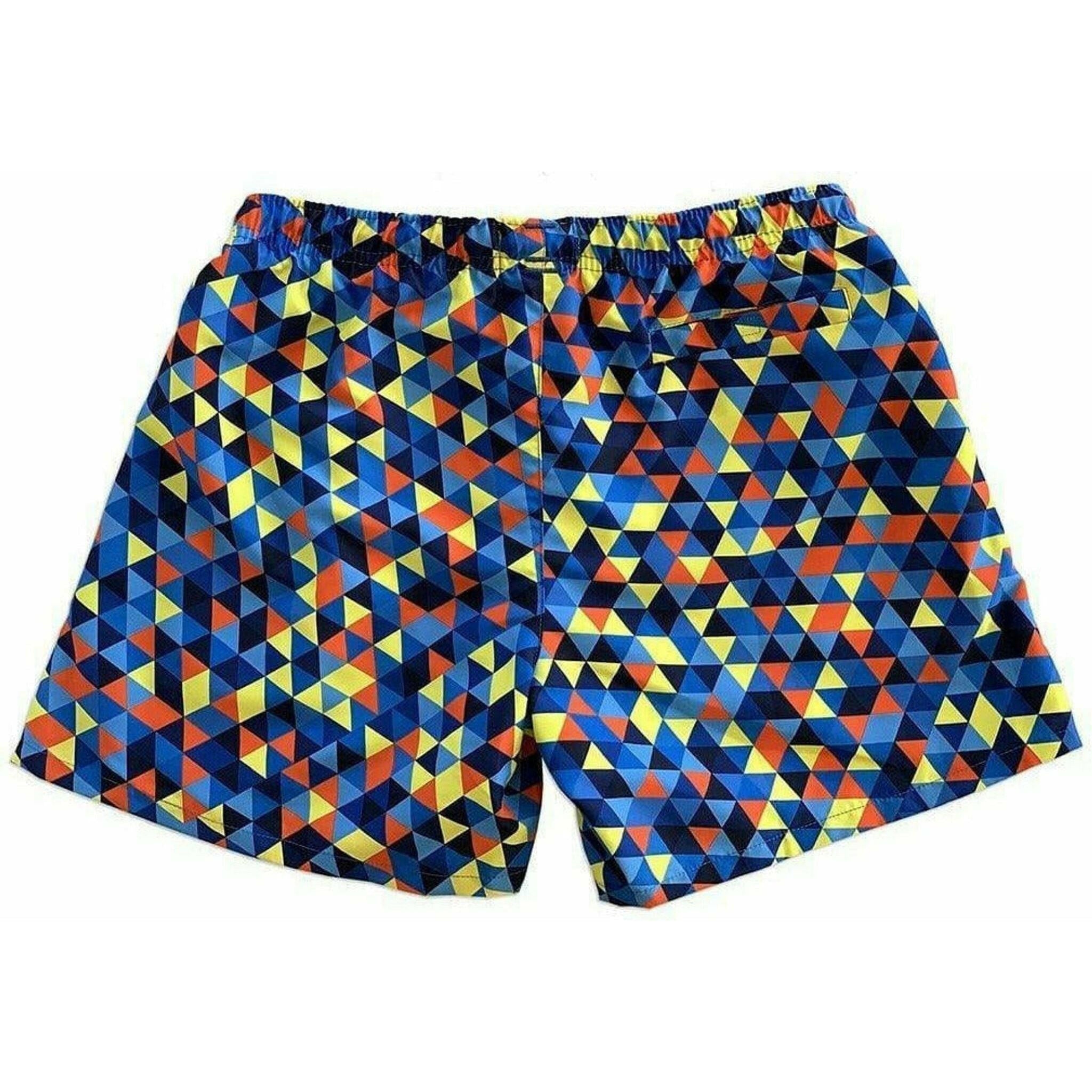 Classic Geometrical Swim Trunks - Blue.