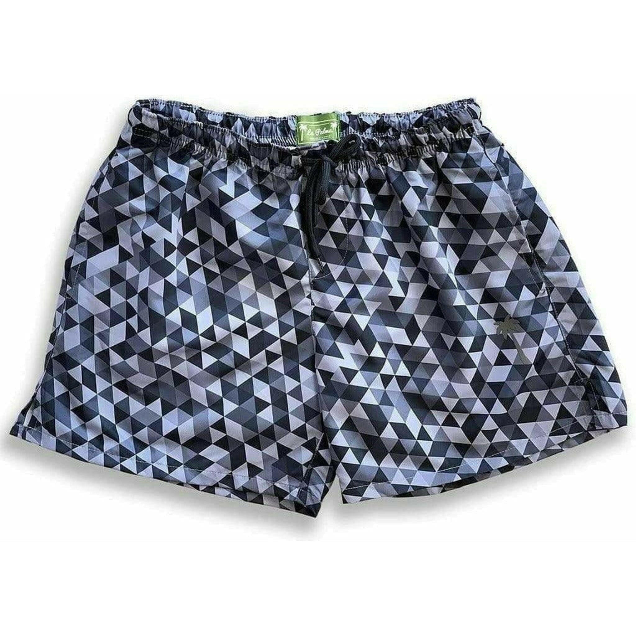 Classic Geometrical Swim Trunks - Grey.