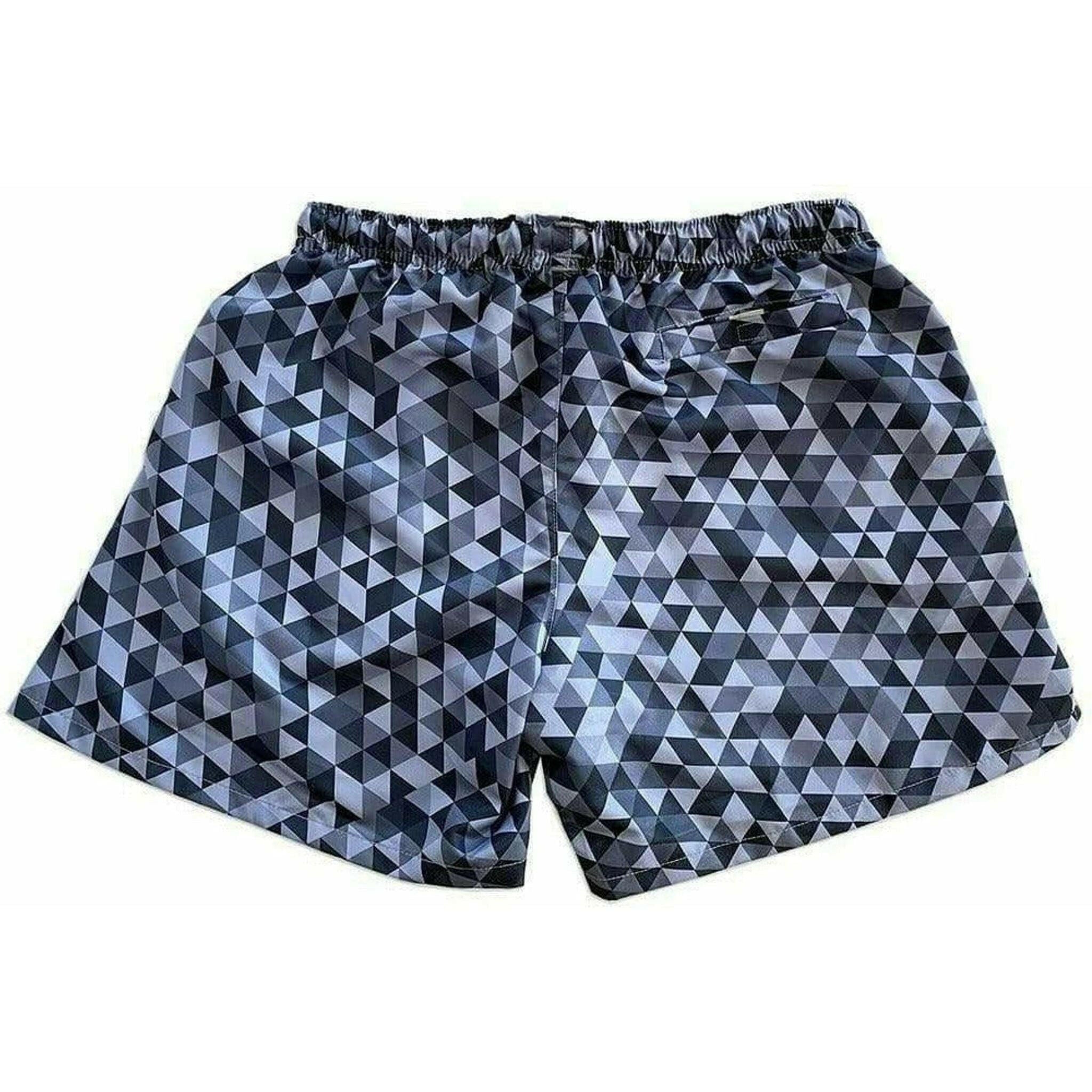 Classic Geometrical Swim Trunks - Grey.