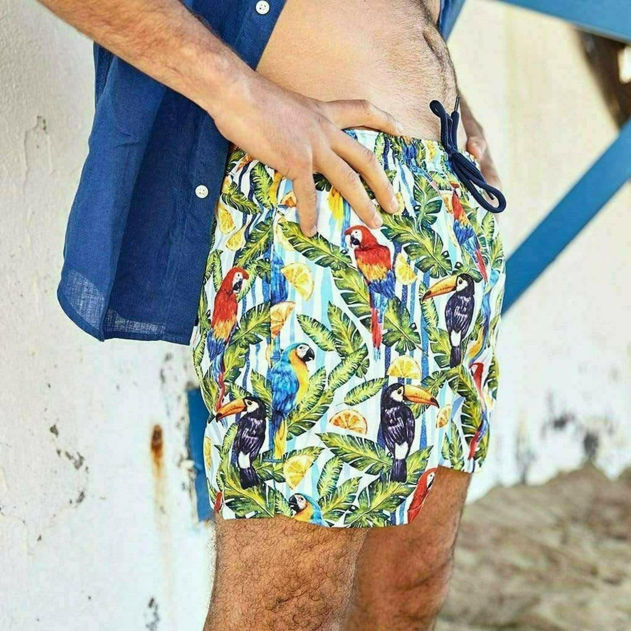 Classic Tropical Style Swim Trunks.