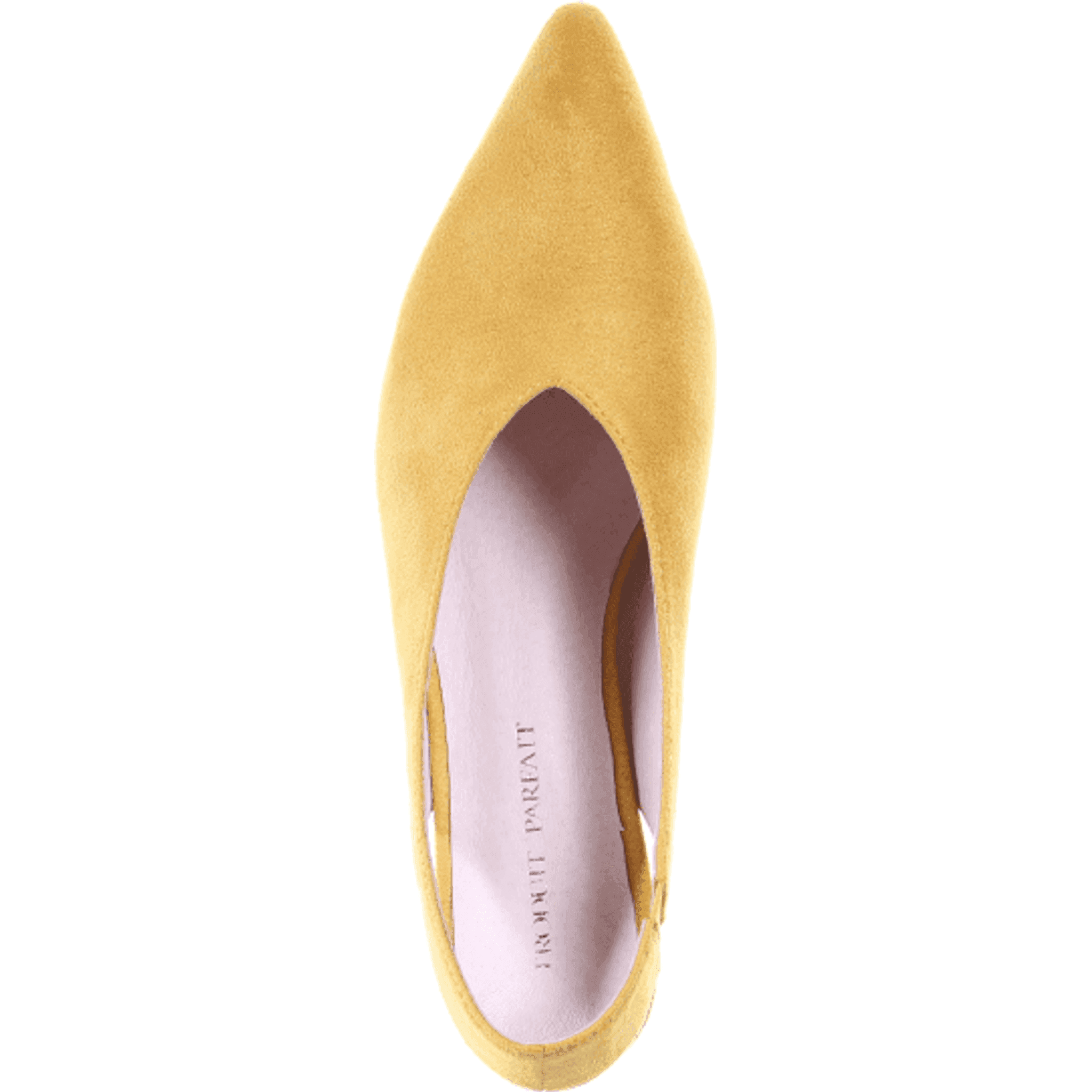 Clear Heel Suede Pointed Toe Pumps in Mustard.