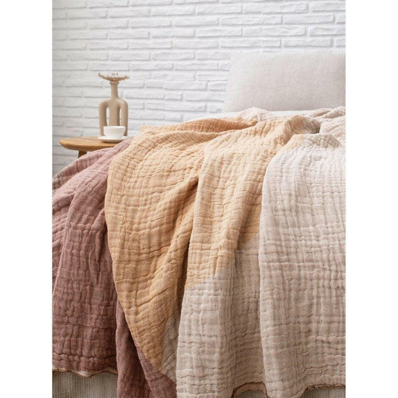 Cotton Boho Throw in Pink Orange