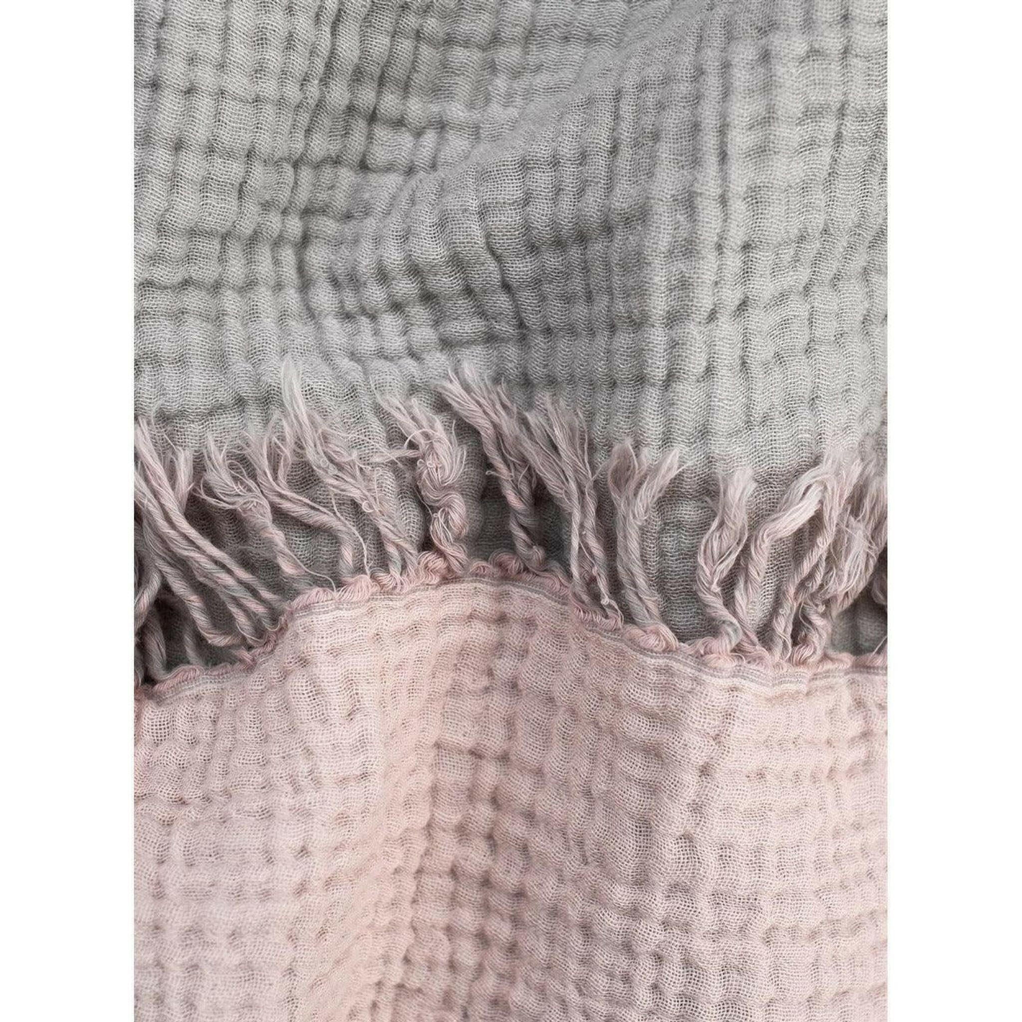 Cotton Throw in Powder Pink Grey.