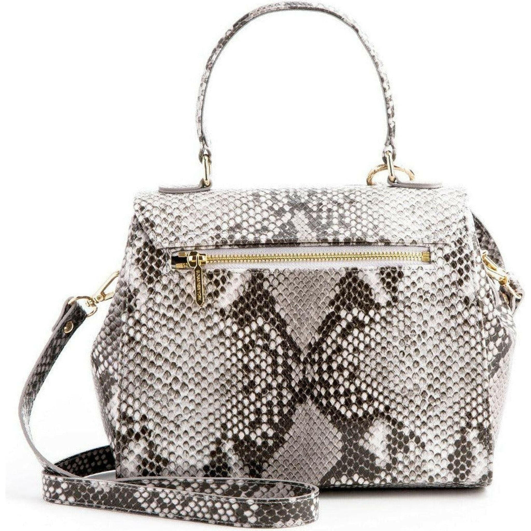 Cottontail - Black & White Snake Texture Vegan Leather Bag.