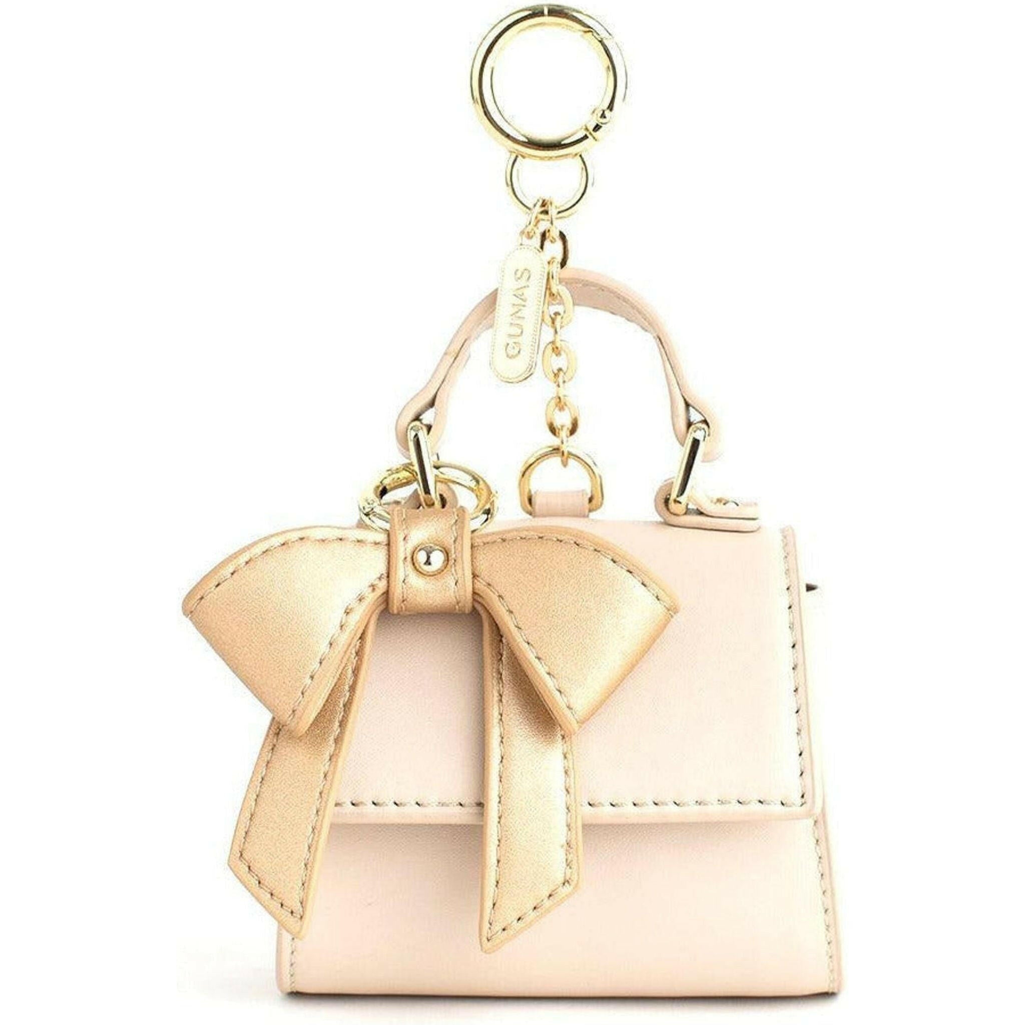 Cottontail Mini - Beige Vegan Leather Bag Keychain.