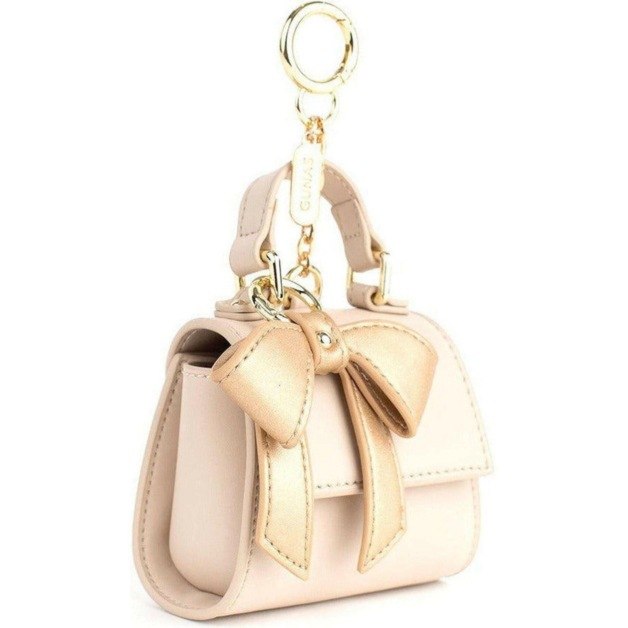 Cottontail Mini - Beige Vegan Leather Bag Keychain.