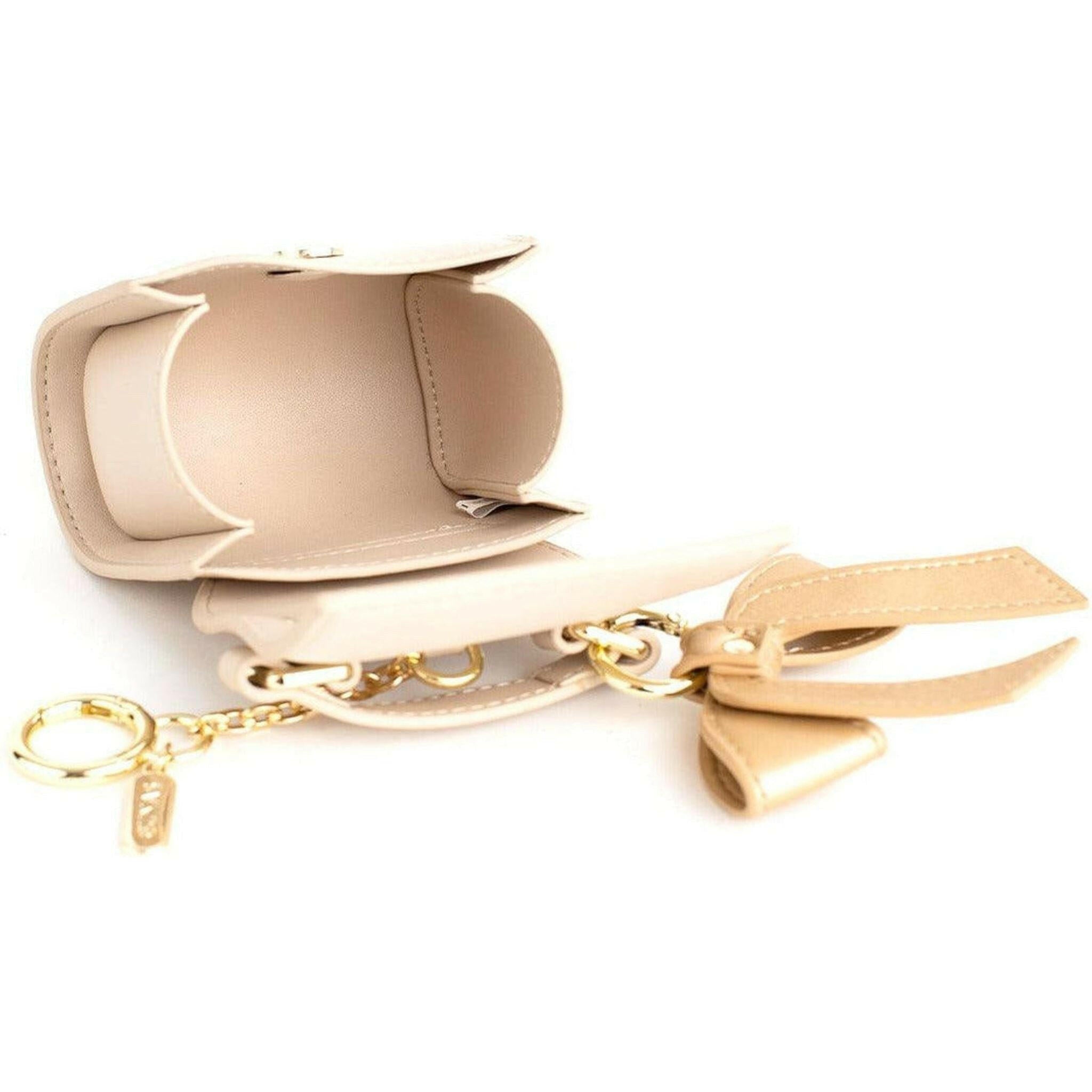 Cottontail Mini - Beige Vegan Leather Bag Keychain.