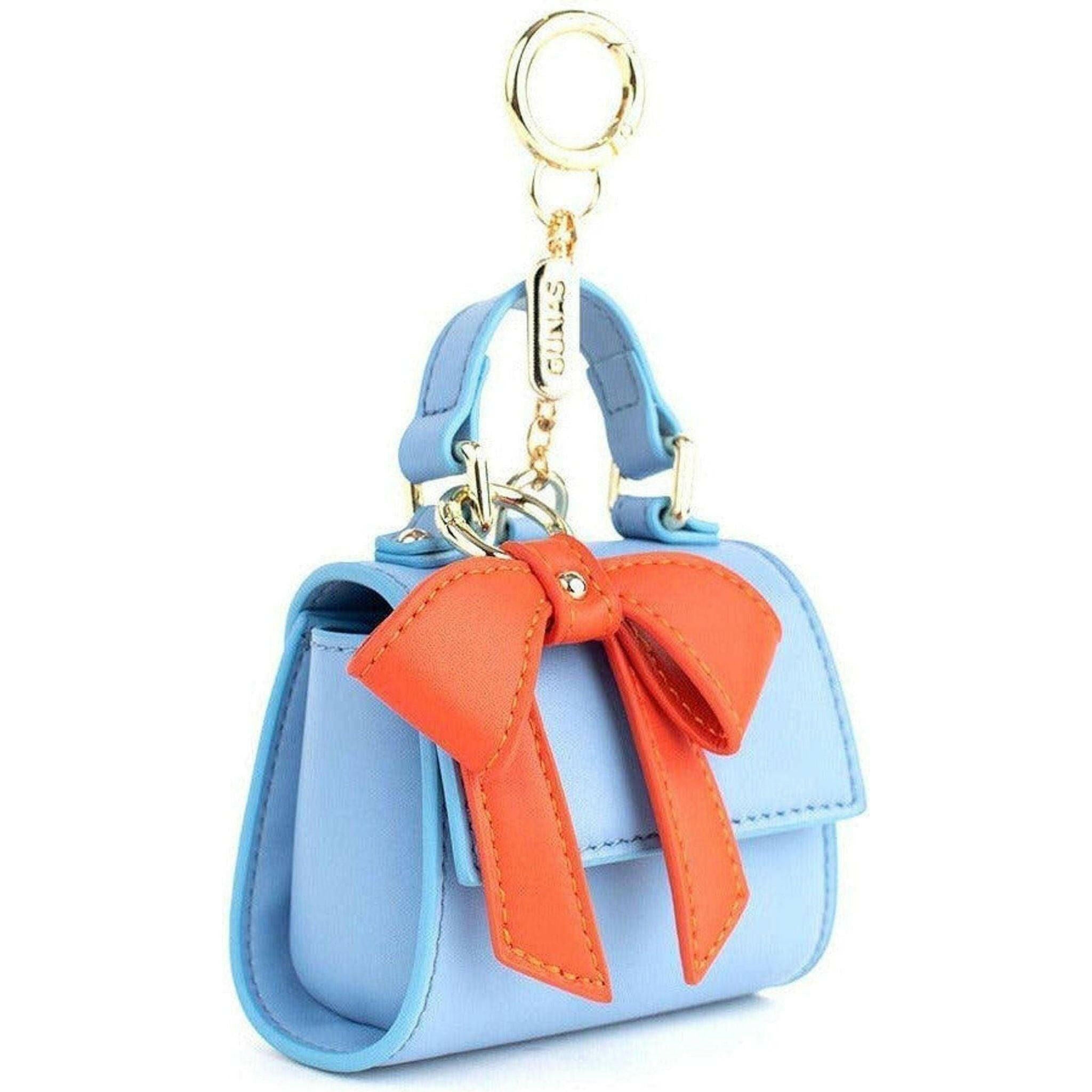 Cottontail Mini - Blue Vegan Leather Bag Keychain.