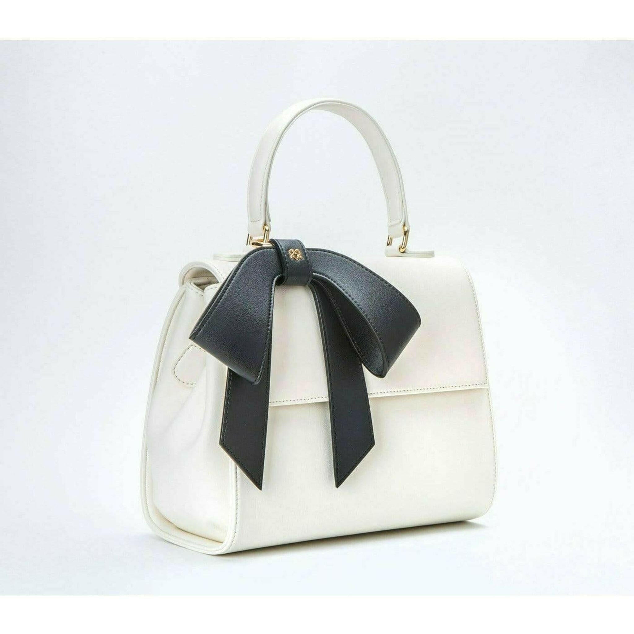 Cottontail - White+Black Vegan Leather Bag.