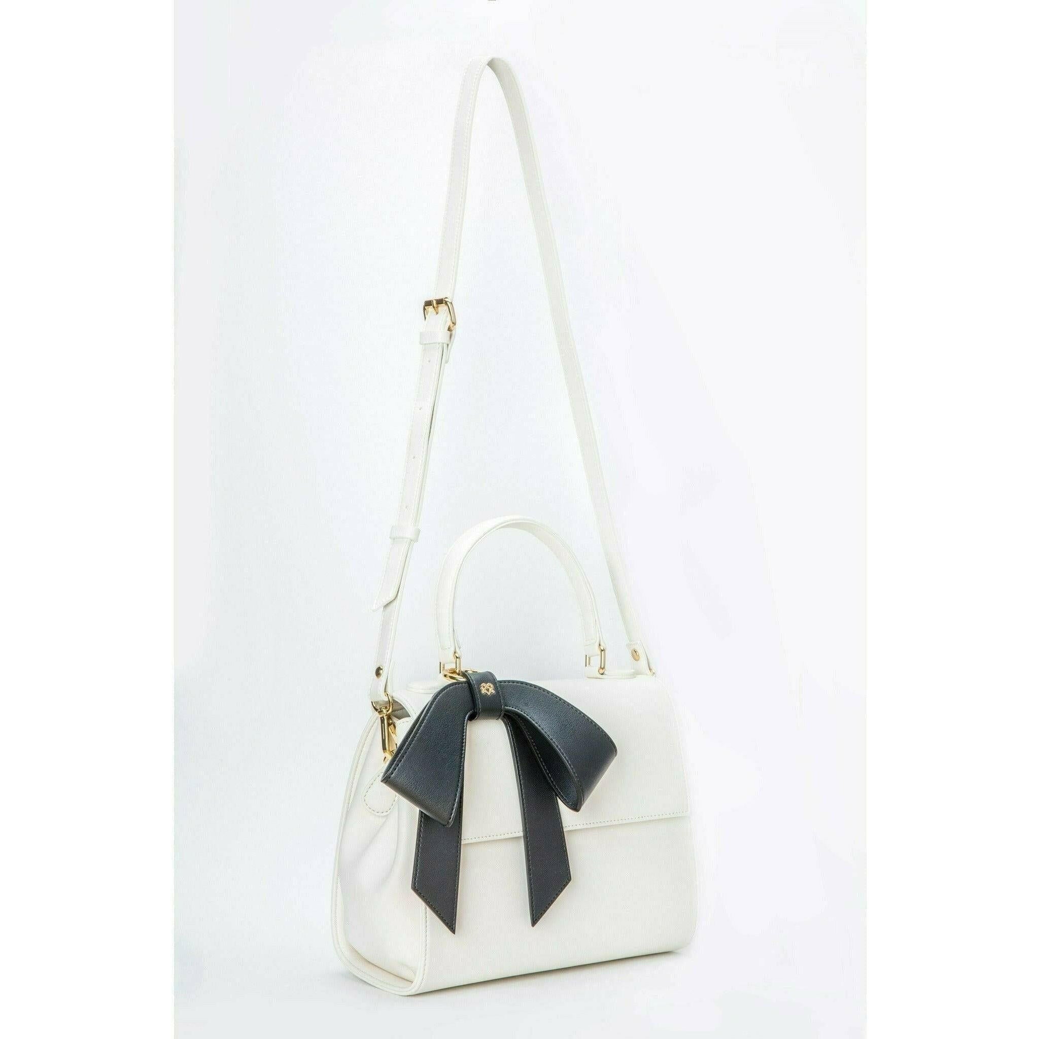 Cottontail - White+Black Vegan Leather Bag.