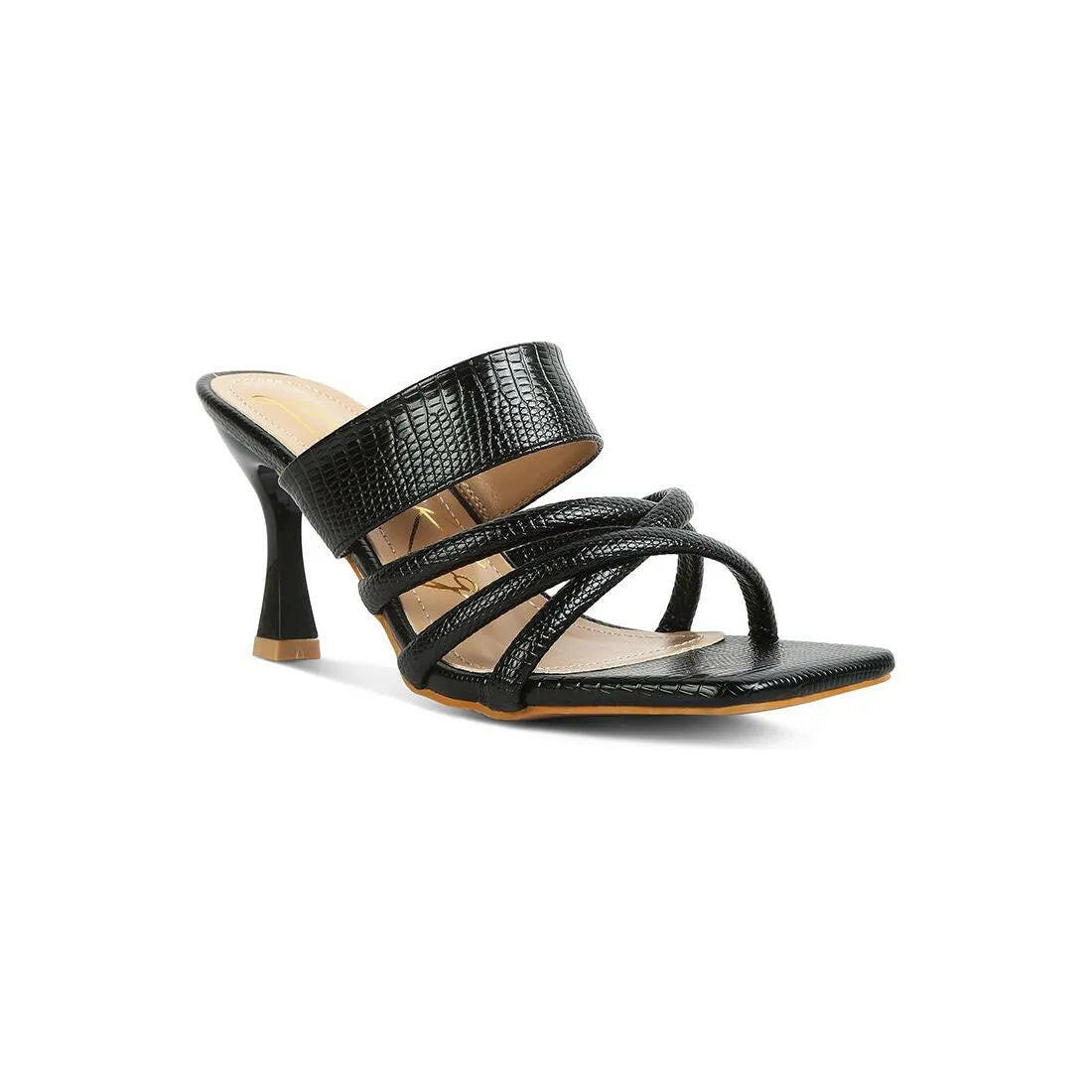 Chiri Criss Cross Strap Spool Heel Sandals.