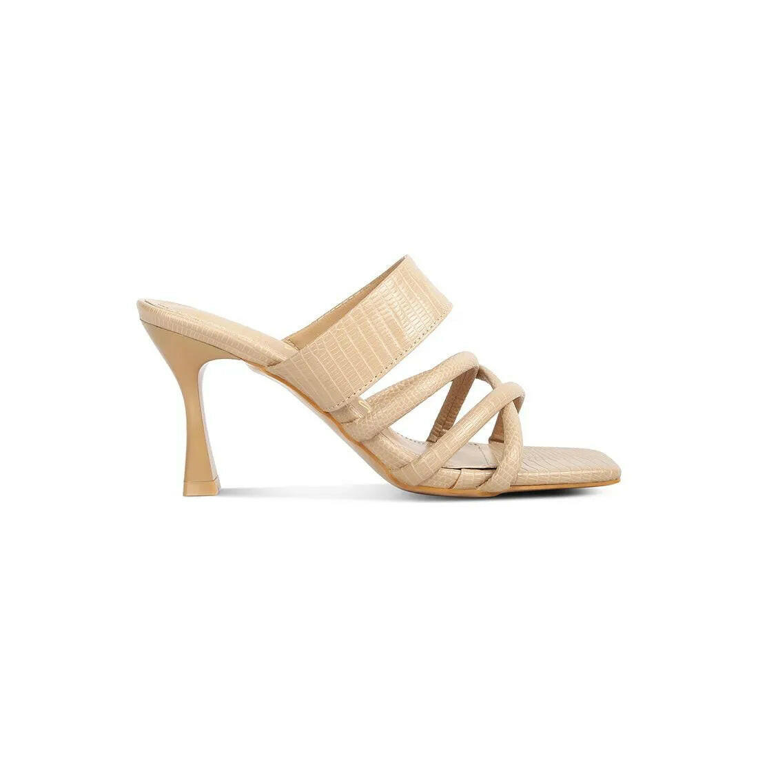 Chiri Criss Cross Strap Spool Heel Sandals.