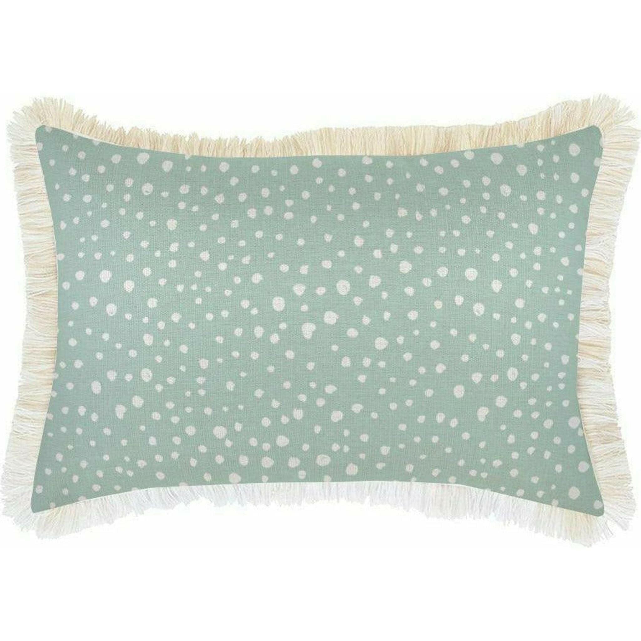 Cushion Cover-Coastal Fringe-Lunar Pale Mint-35cm x 50cm.