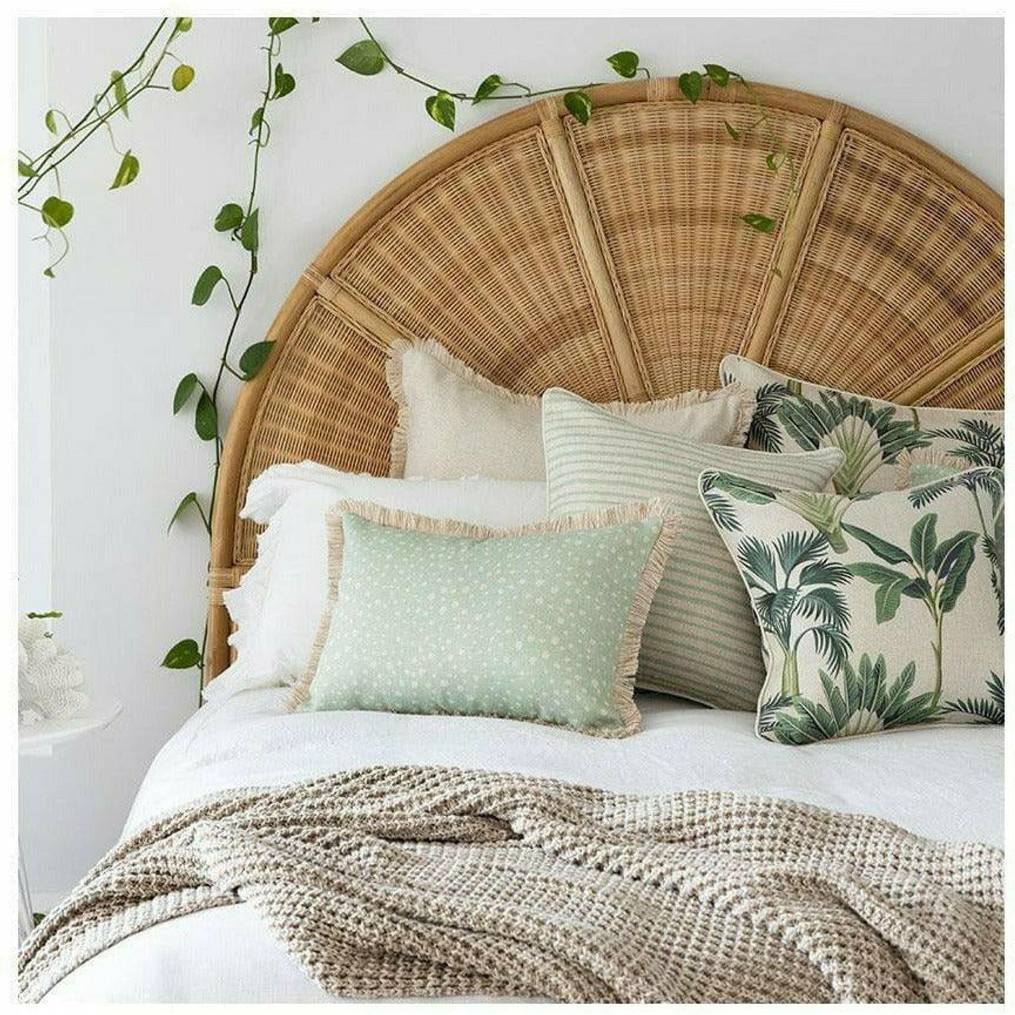 Cushion Cover-Coastal Fringe-Lunar Pale Mint-35cm x 50cm.