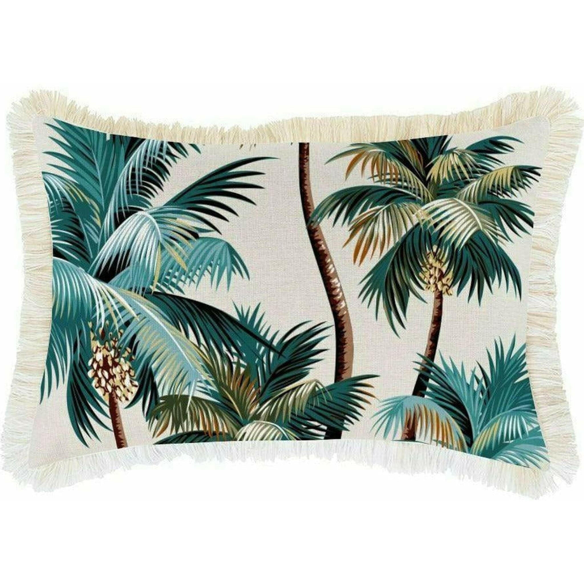 Cushion Cover-Coastal Fringe Natural-Palm Trees Natural-35cm x 50cm.