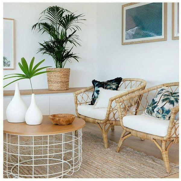 Cushion Cover-Coastal Fringe Natural-Palm Trees Natural-45cm x 45cm