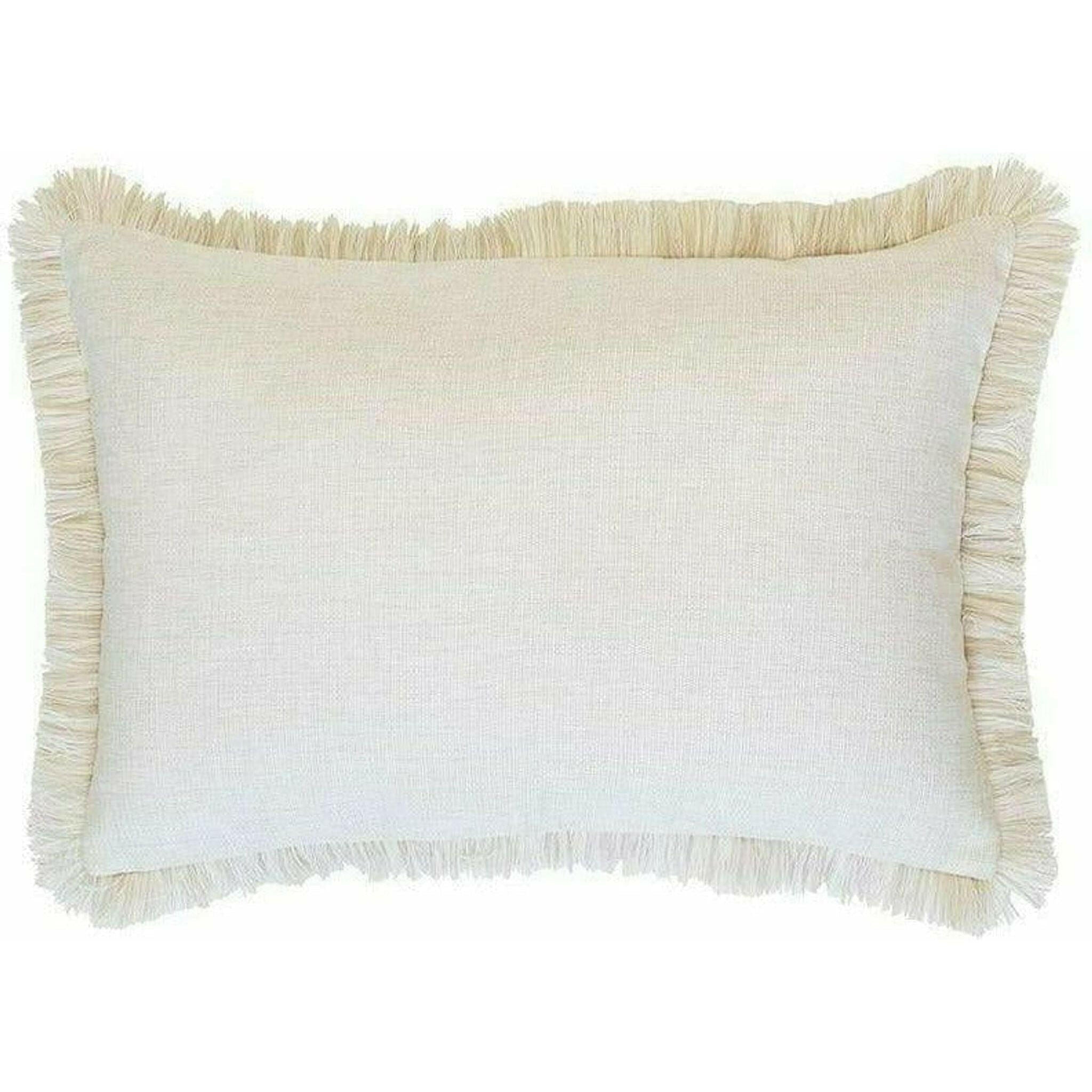 Cushion Cover-Coastal Fringe Natural-Solid Natural-35cm x 50cm.