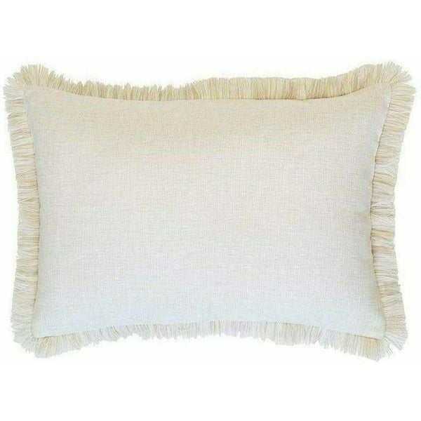 Cushion Cover-Coastal Fringe Natural-Solid Natural-35cm x 50cm