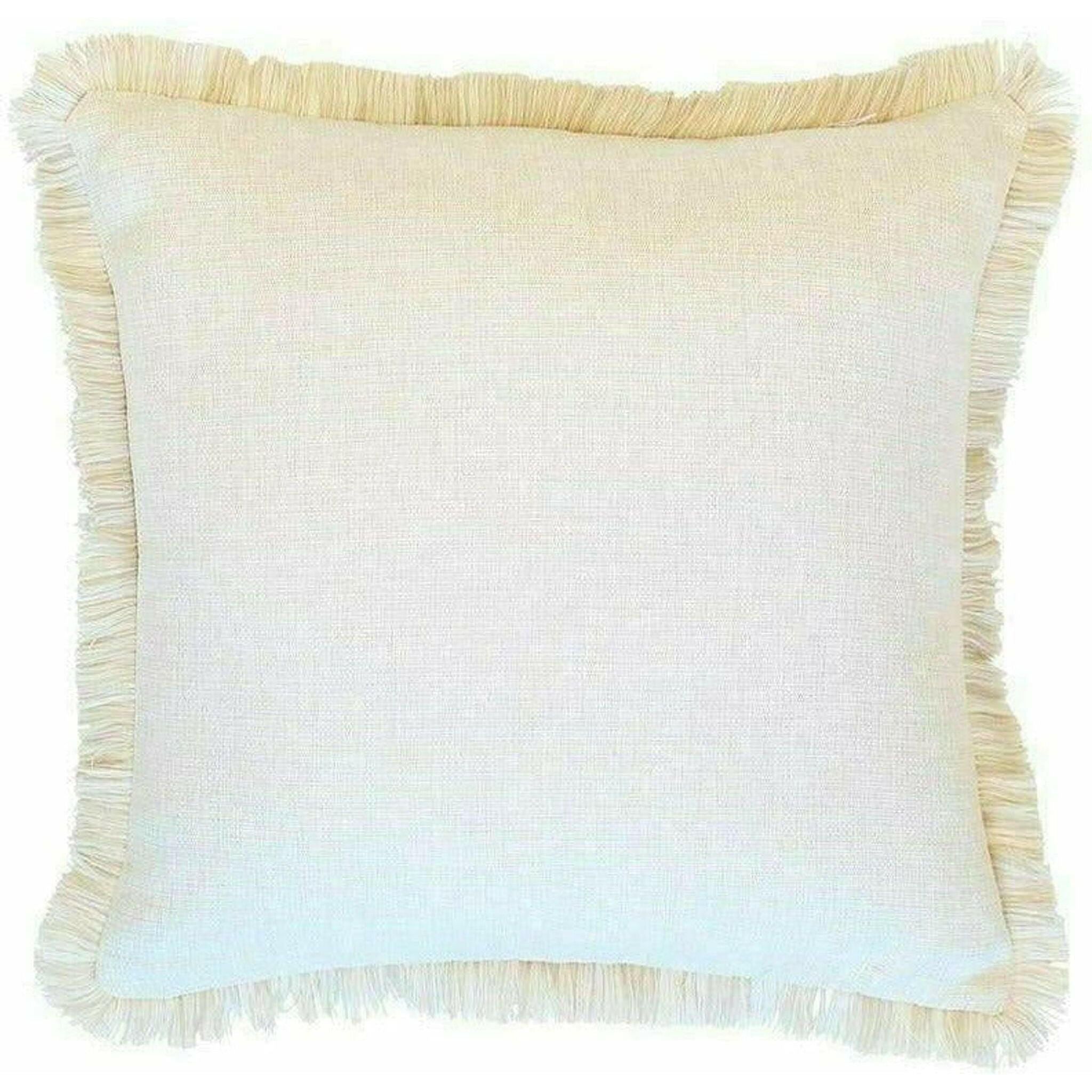 Cushion Cover-Coastal Fringe Natural-Solid Natural-45cm x 45cm.