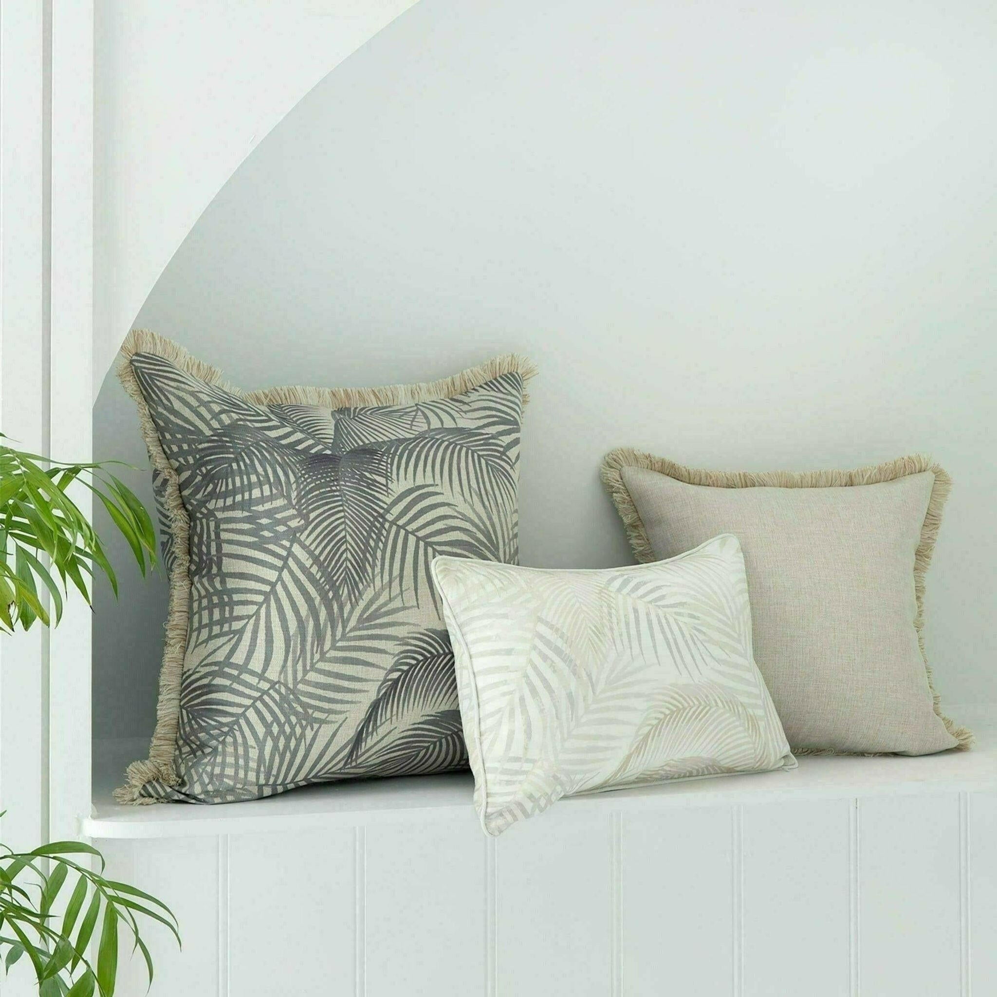 Cushion Cover-Coastal Fringe Natural-Solid Natural-45cm x 45cm.