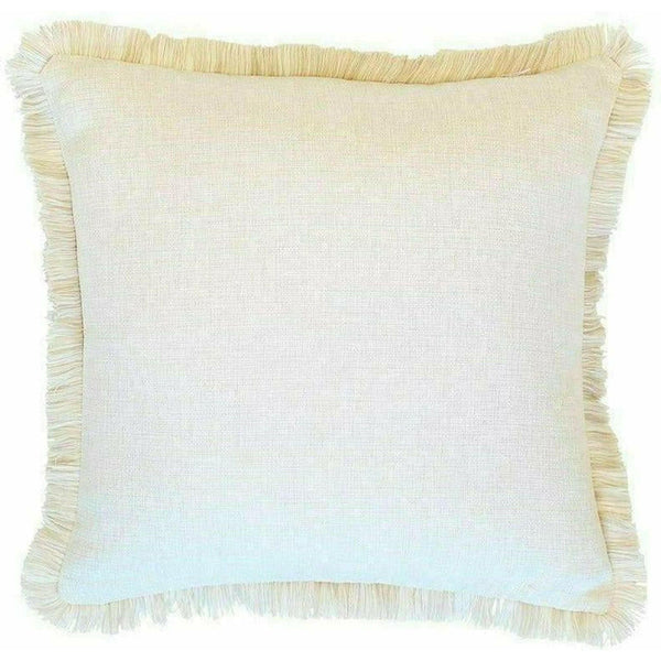 Cushion Cover-Coastal Fringe Natural-Solid Natural-45cm x 45cm