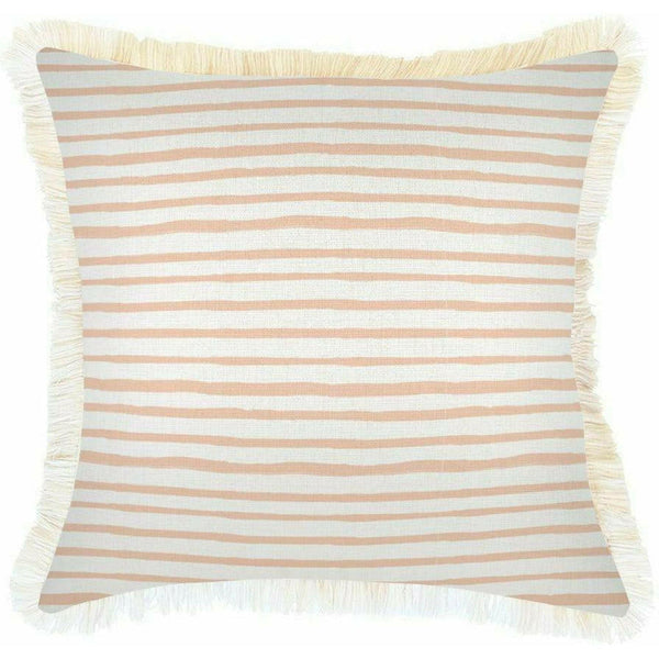 Cushion Cover-Coastal Fringe-Paint Stripes Blush-60cm x 60cm