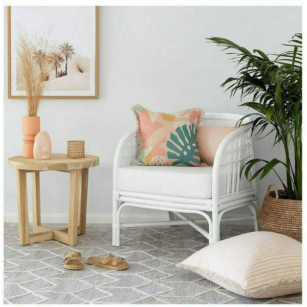 Cushion Cover-Coastal Fringe-Paint Stripes Blush-60cm x 60cm