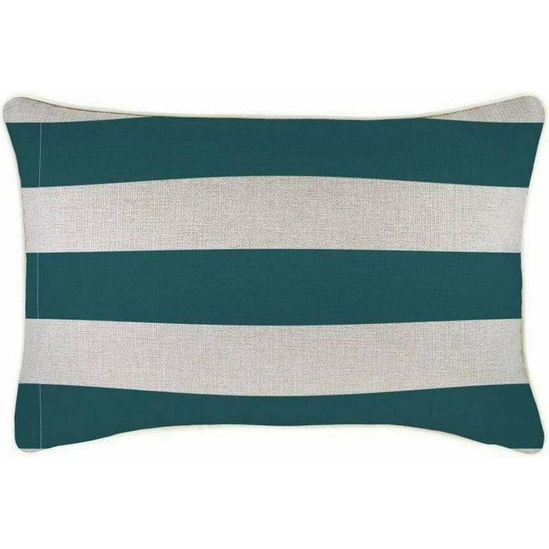 Cushion Cover-With Piping-Deck Stripe Teal-35cm x 50cm