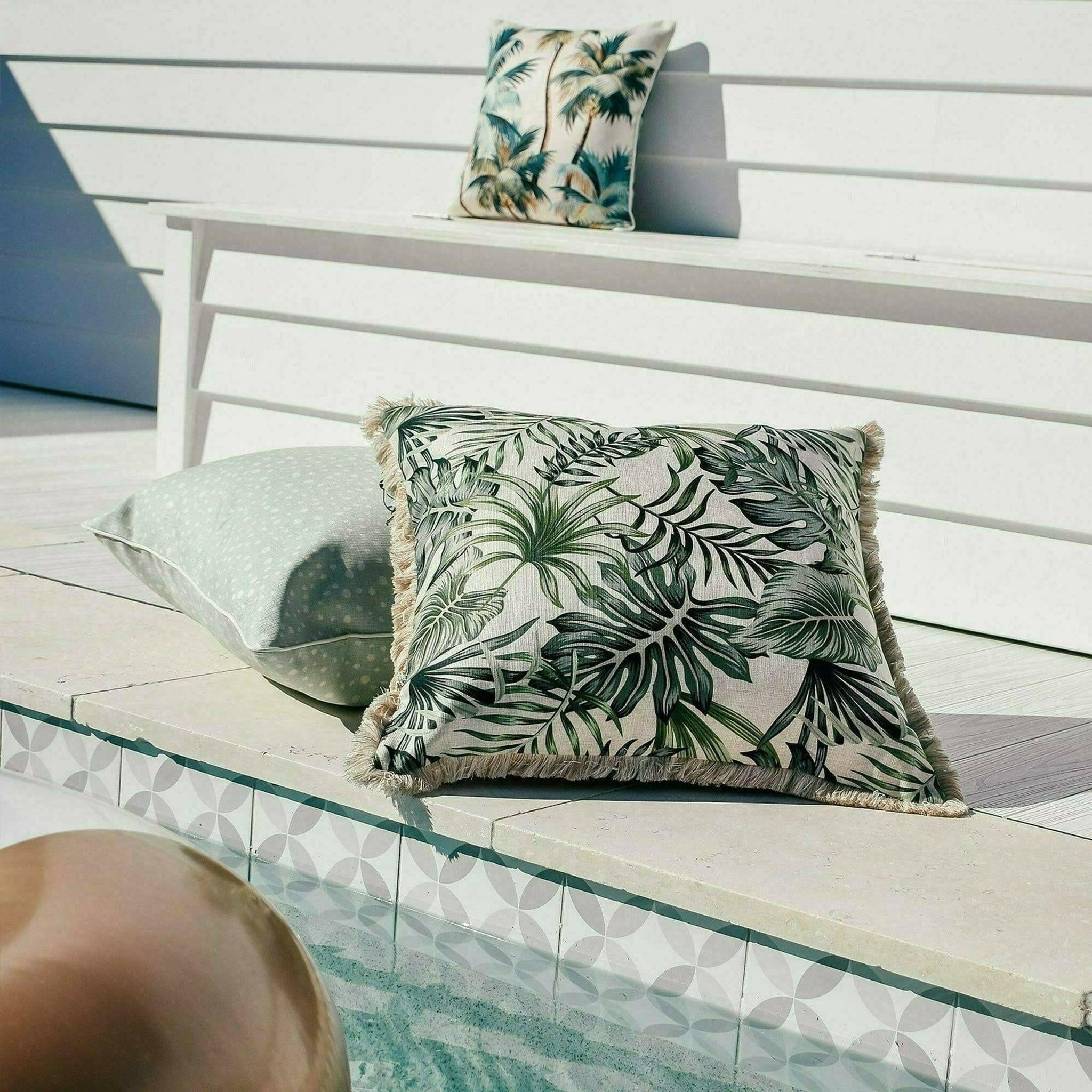 Cushion Cover-With Piping-Palm Trees Natural-45cm x 45cm