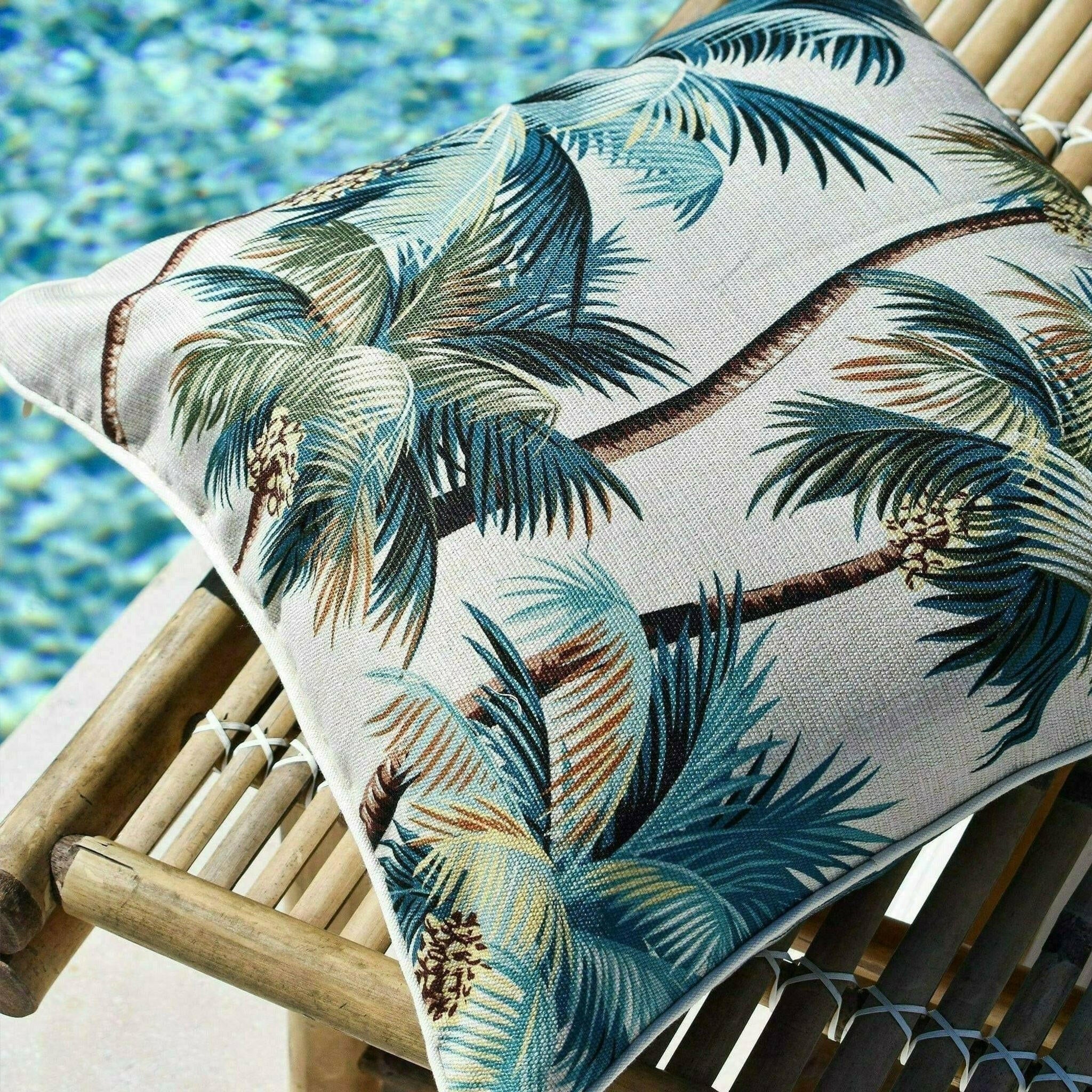 Cushion Cover-With Piping-Palm Trees Natural-45cm x 45cm.