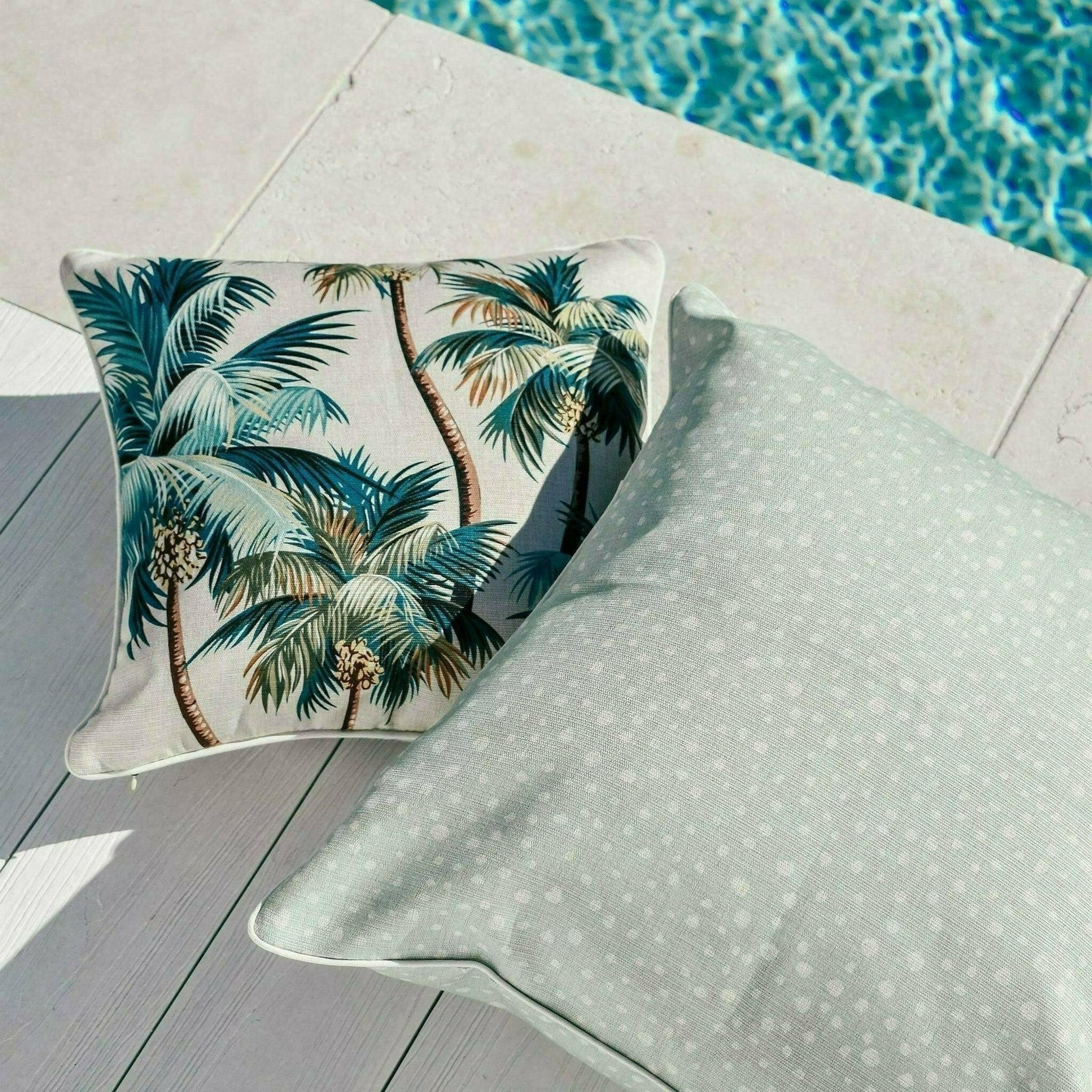 Cushion Cover-With Piping-Palm Trees Natural-45cm x 45cm.