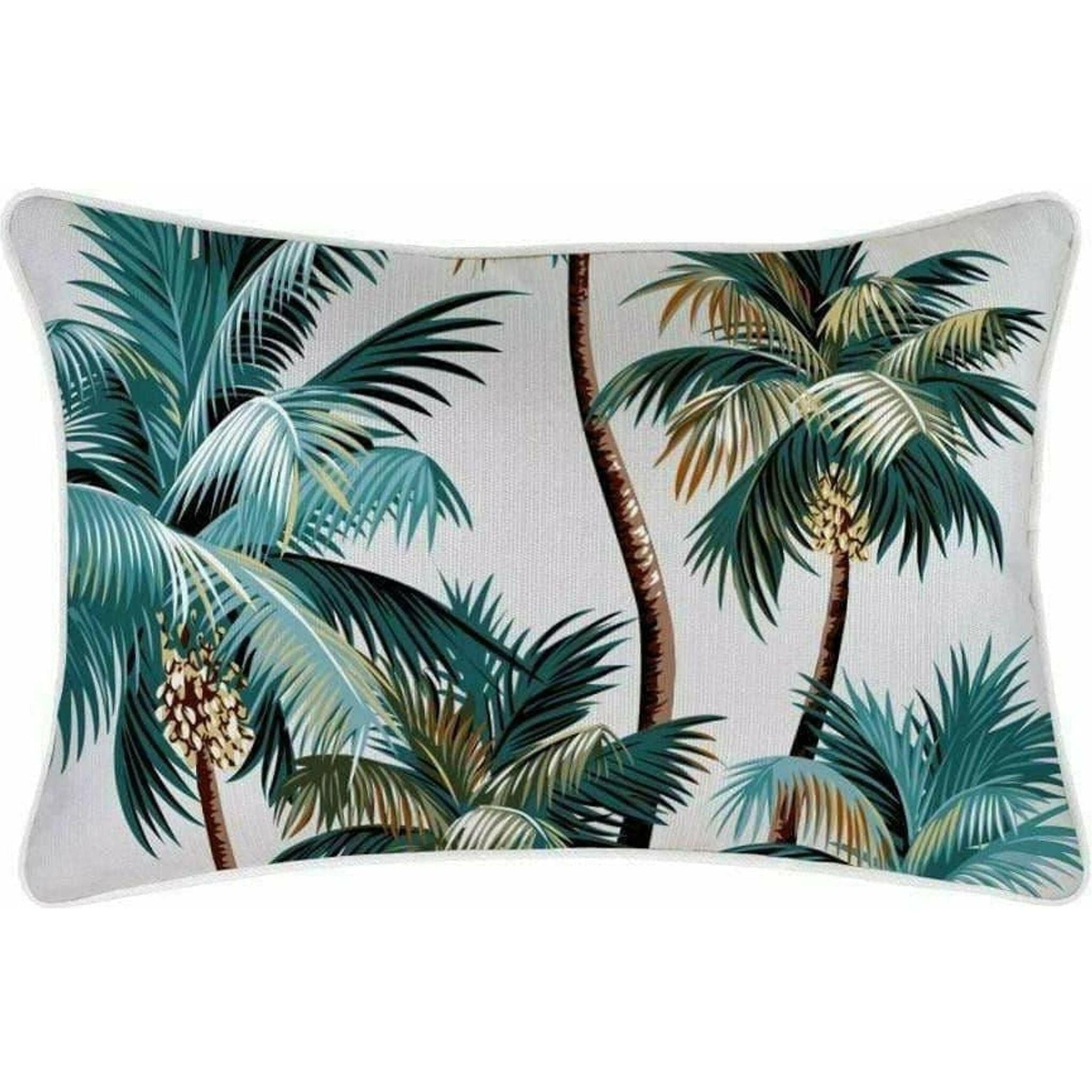 Cushion Cover-With Piping-Palm Trees White-35cm x 50cm.