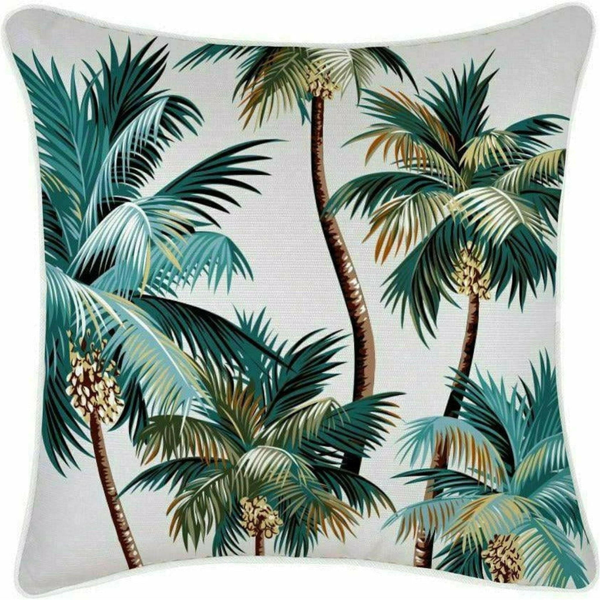 Cushion Cover-With Piping-Palm Trees White-45cm x 45cm.