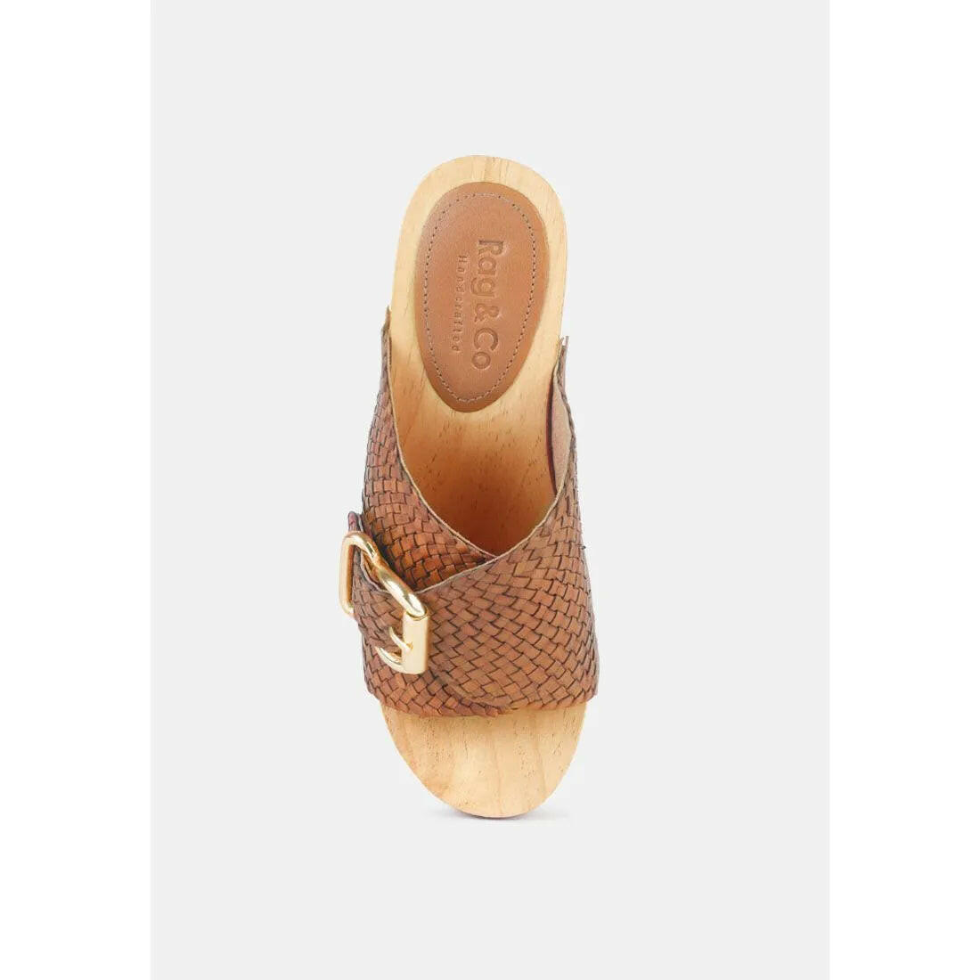 Yoruba Braided Leather Buckled Slide Clogs.