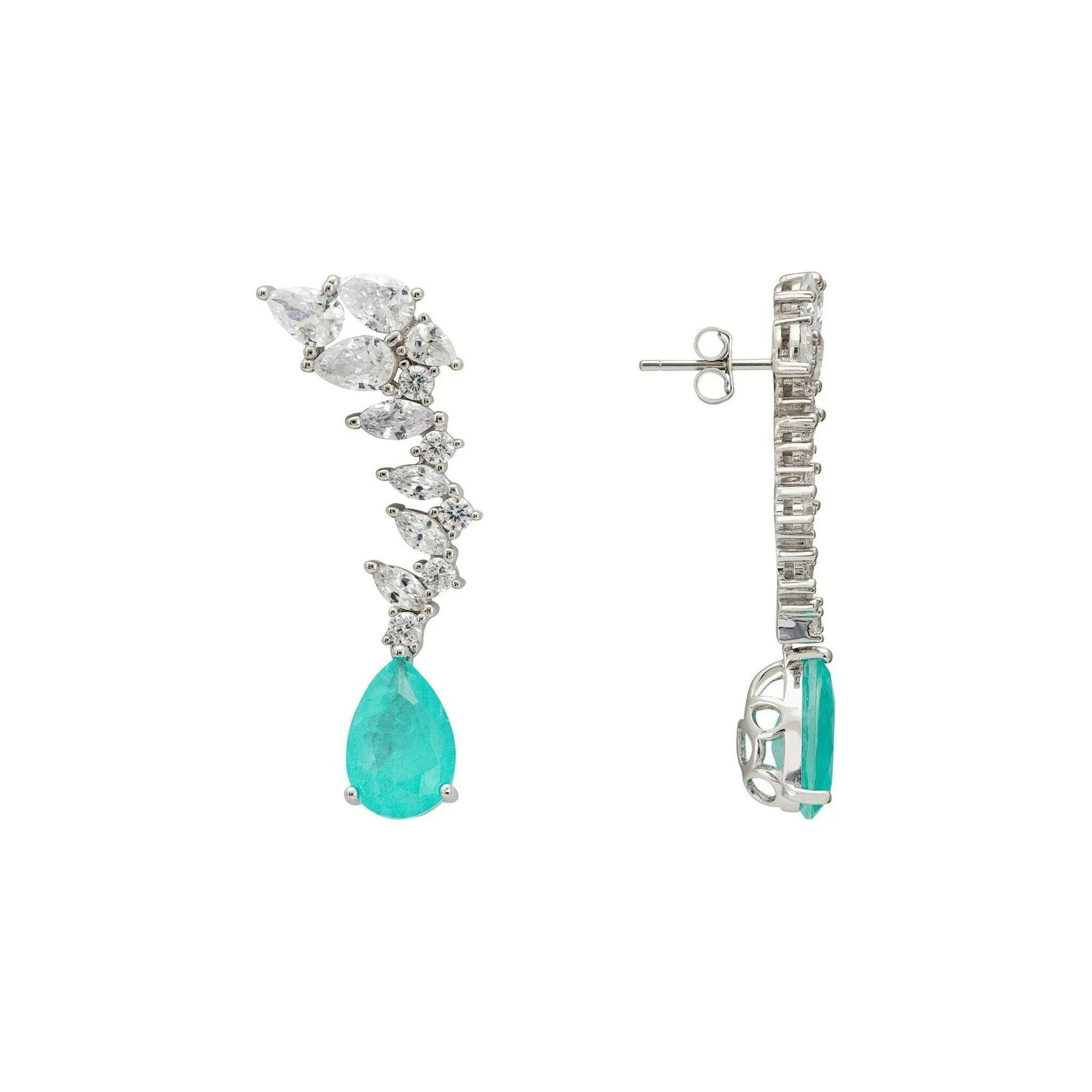 Henriette Teardrop Earrings Paraiba Tourmaline Silver.