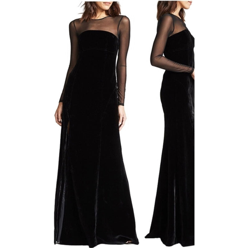 Formal Illusion Neck Velvet Gown.