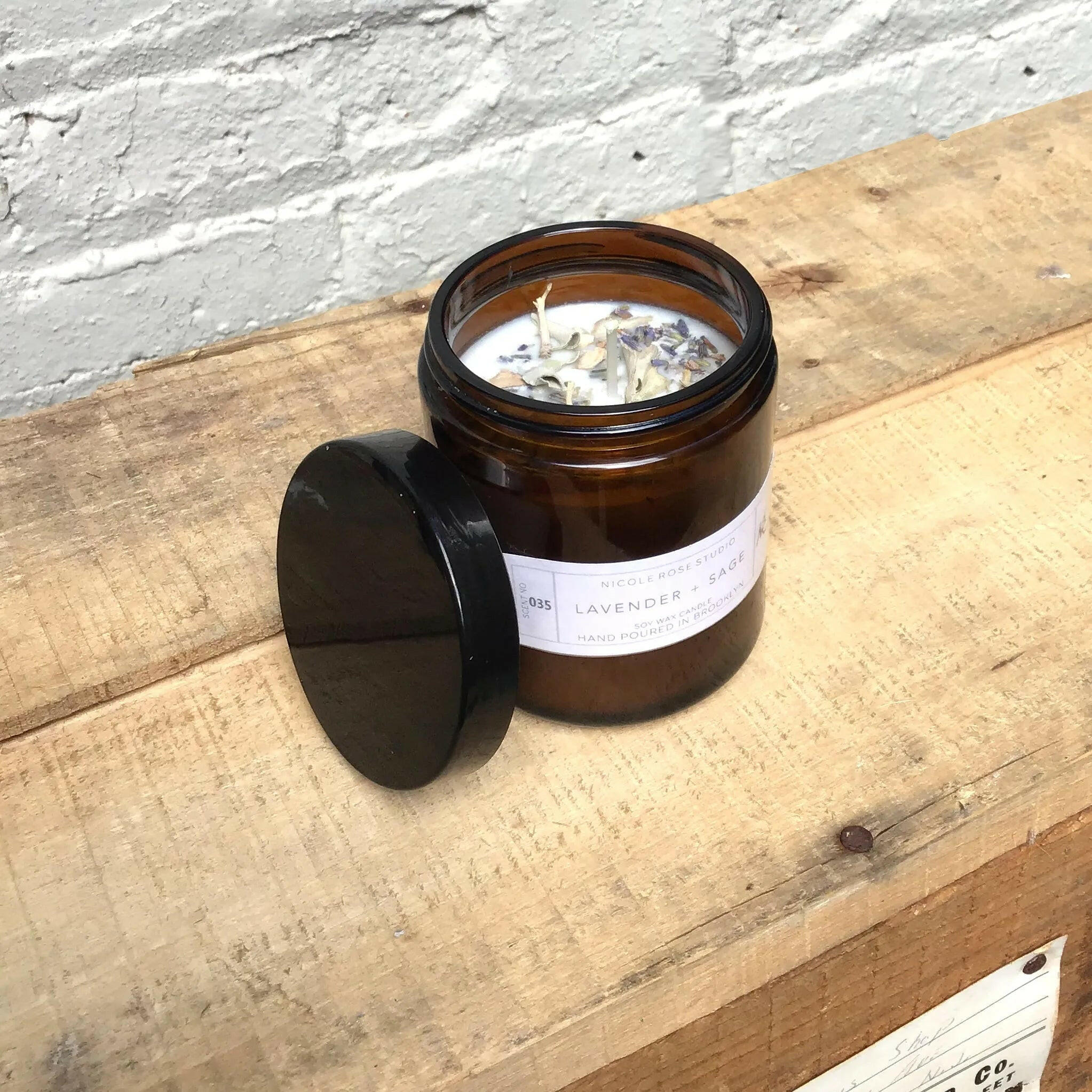 Lavender + White Sage Aromatherapy Scented Soy Wax Candle.